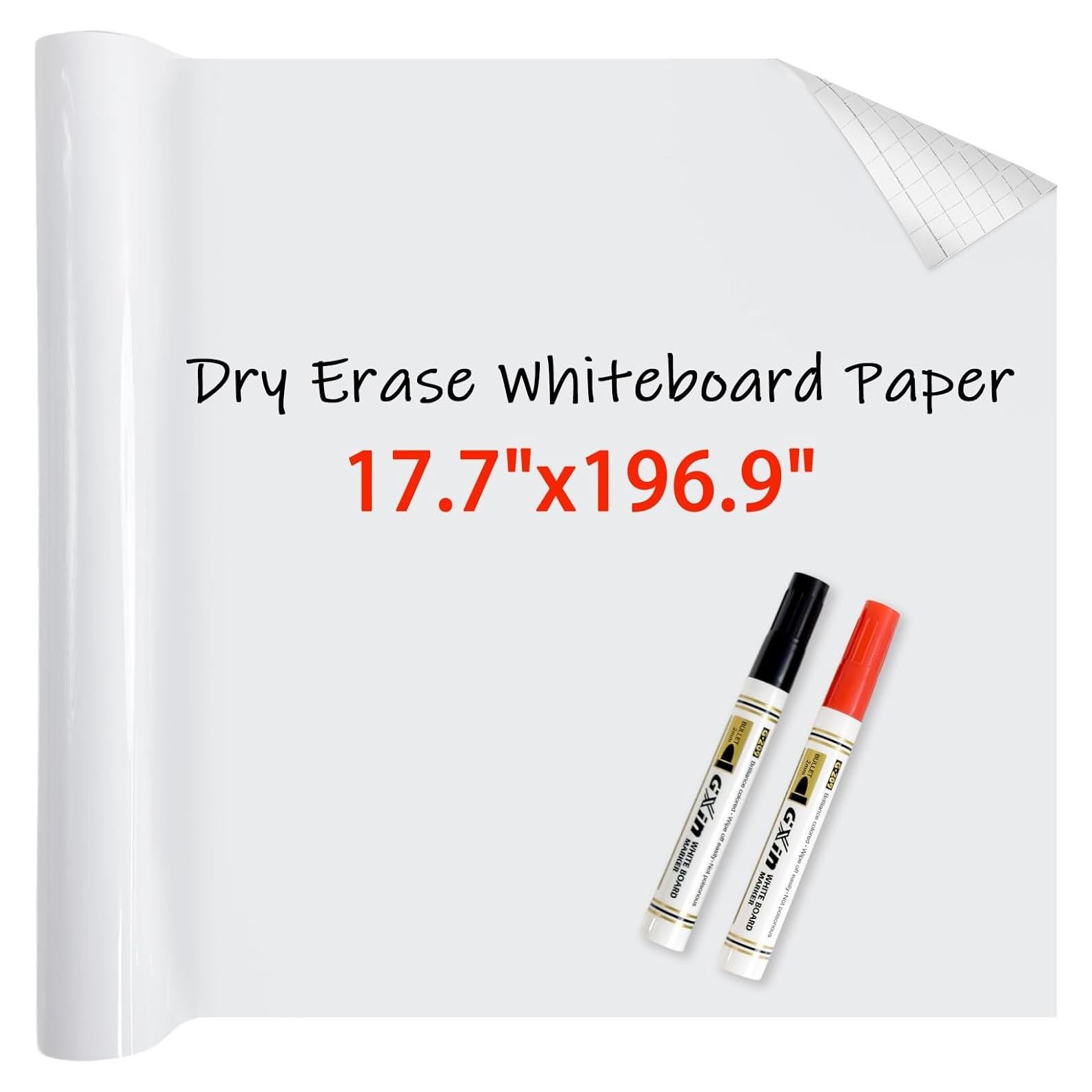 Papel de Pizarra Blanca Autoadhesivo FreeNook 45x500cm con 2 Marcadores