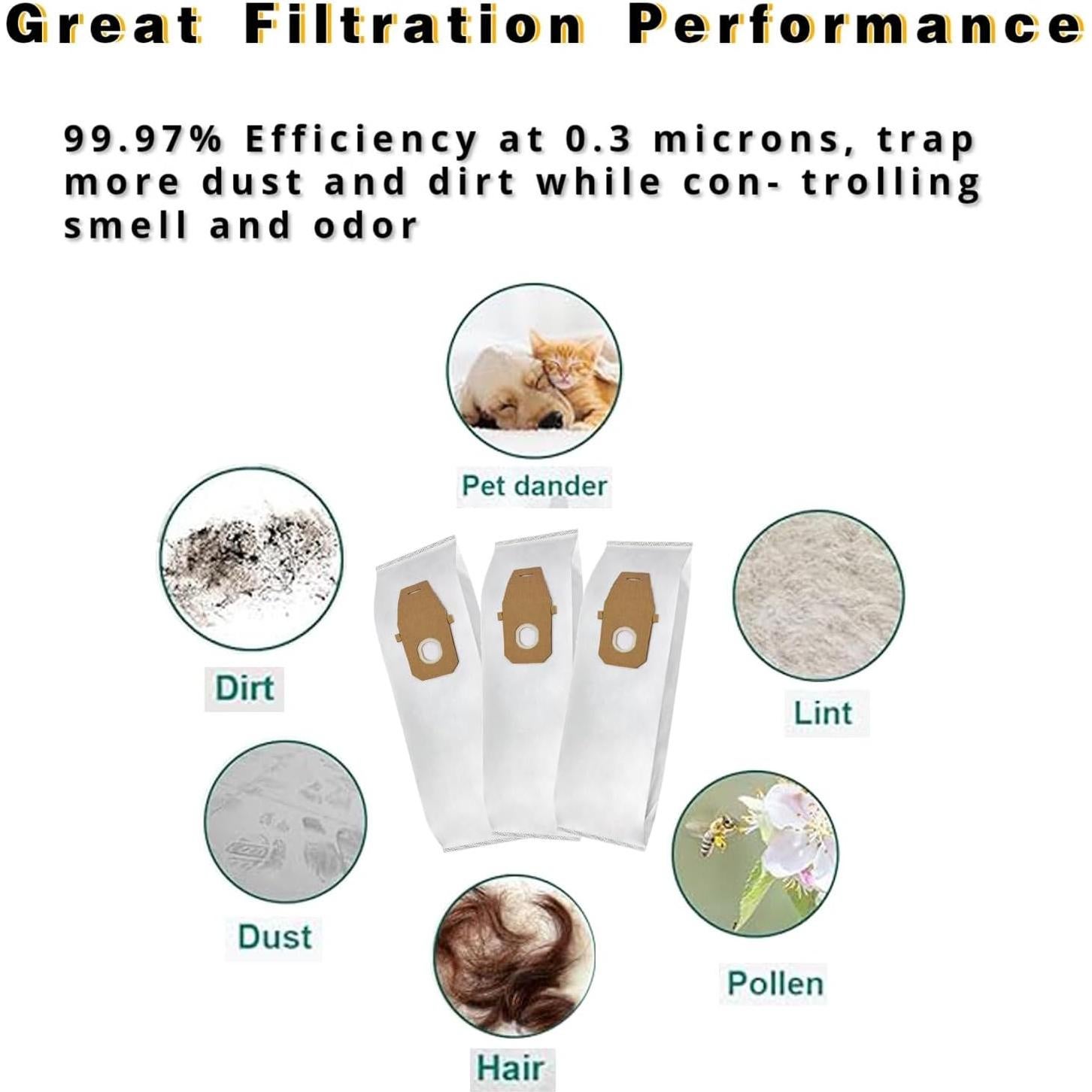 Paquete de 10 bolsas de vacío HEPA WSQCRDXW para Hoover UH30010