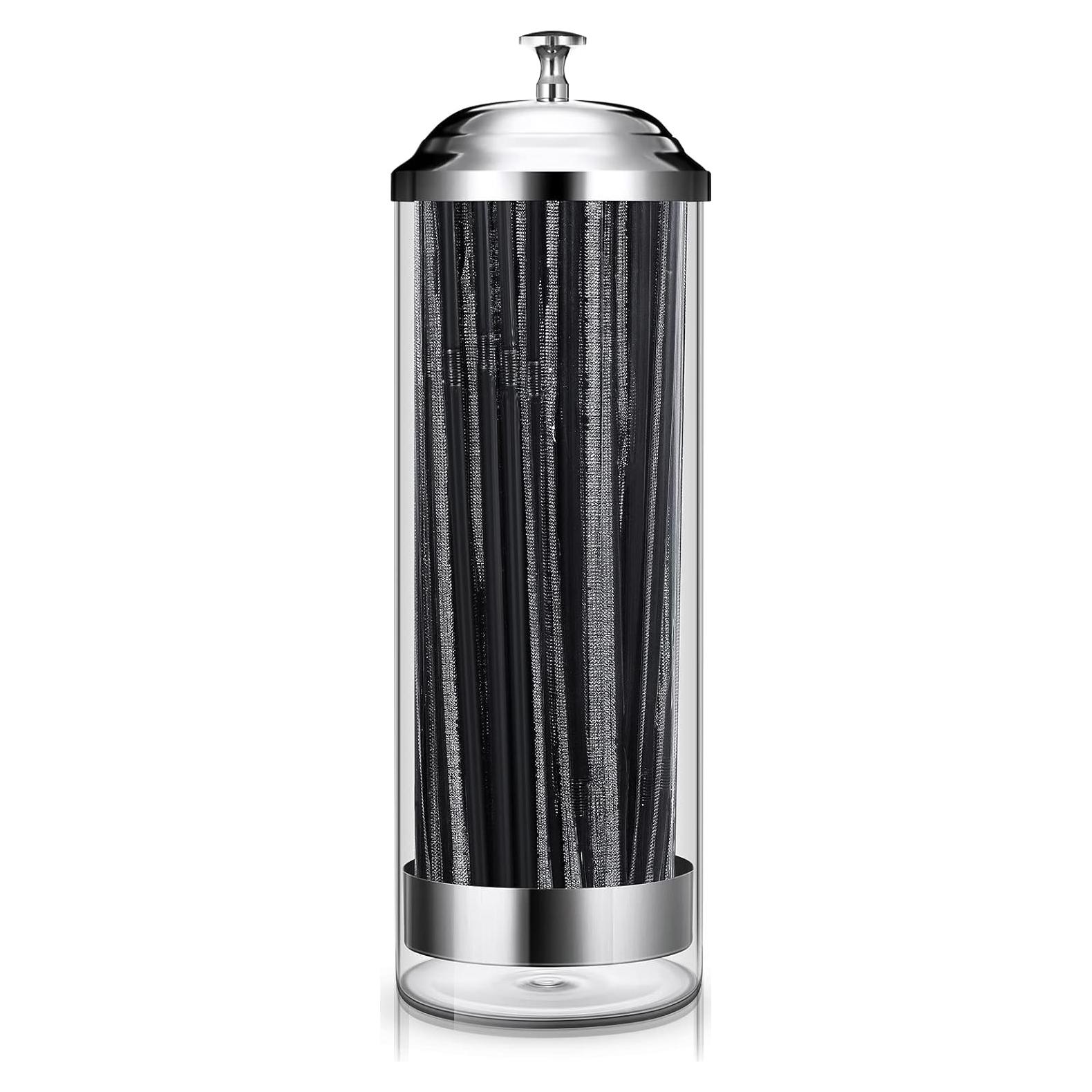 Dispensador de Pajitas Patelai con 100 Pajitas Plásticas Negro