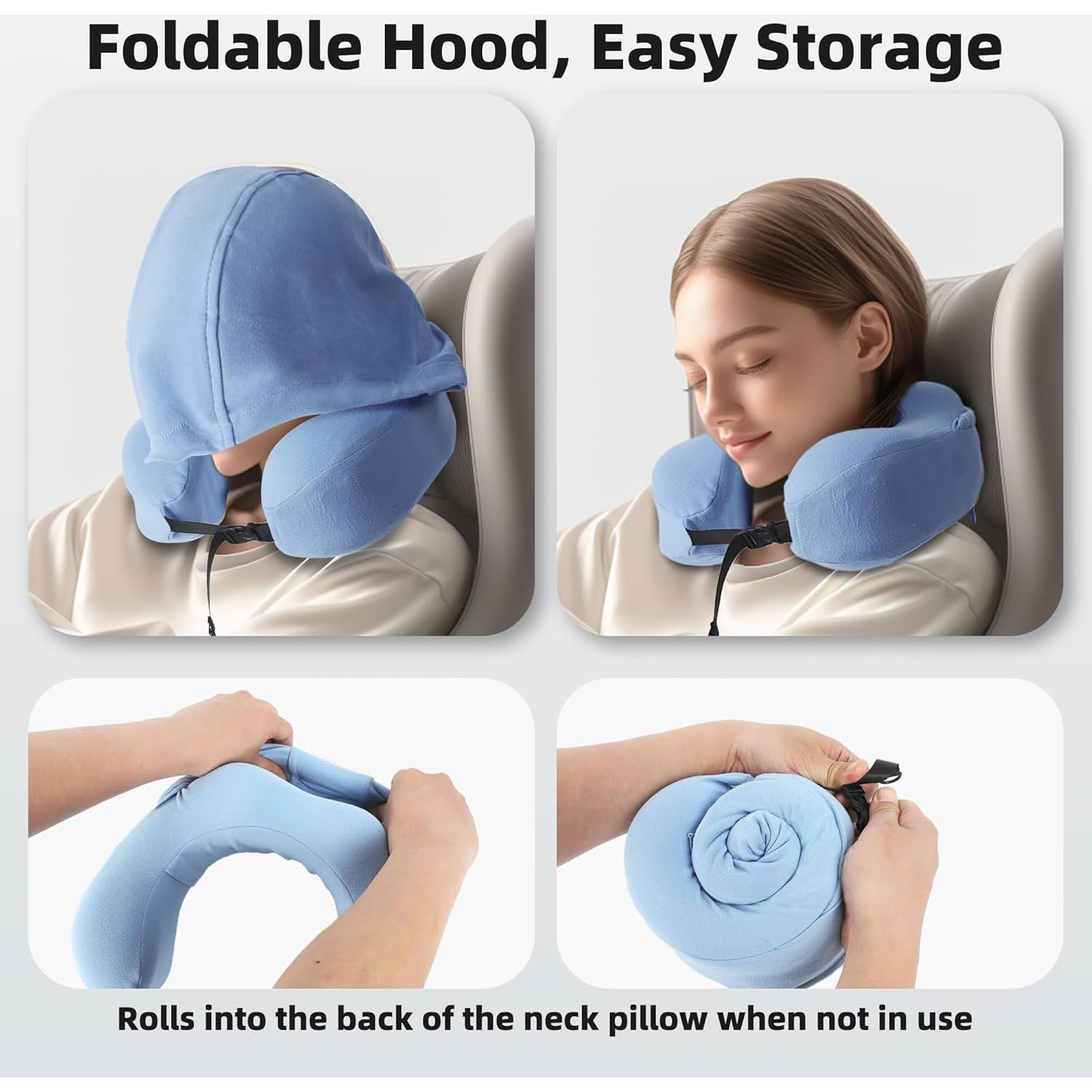 Almohada de Viaje con Capucha ALLINCOZY - Espuma de Memoria