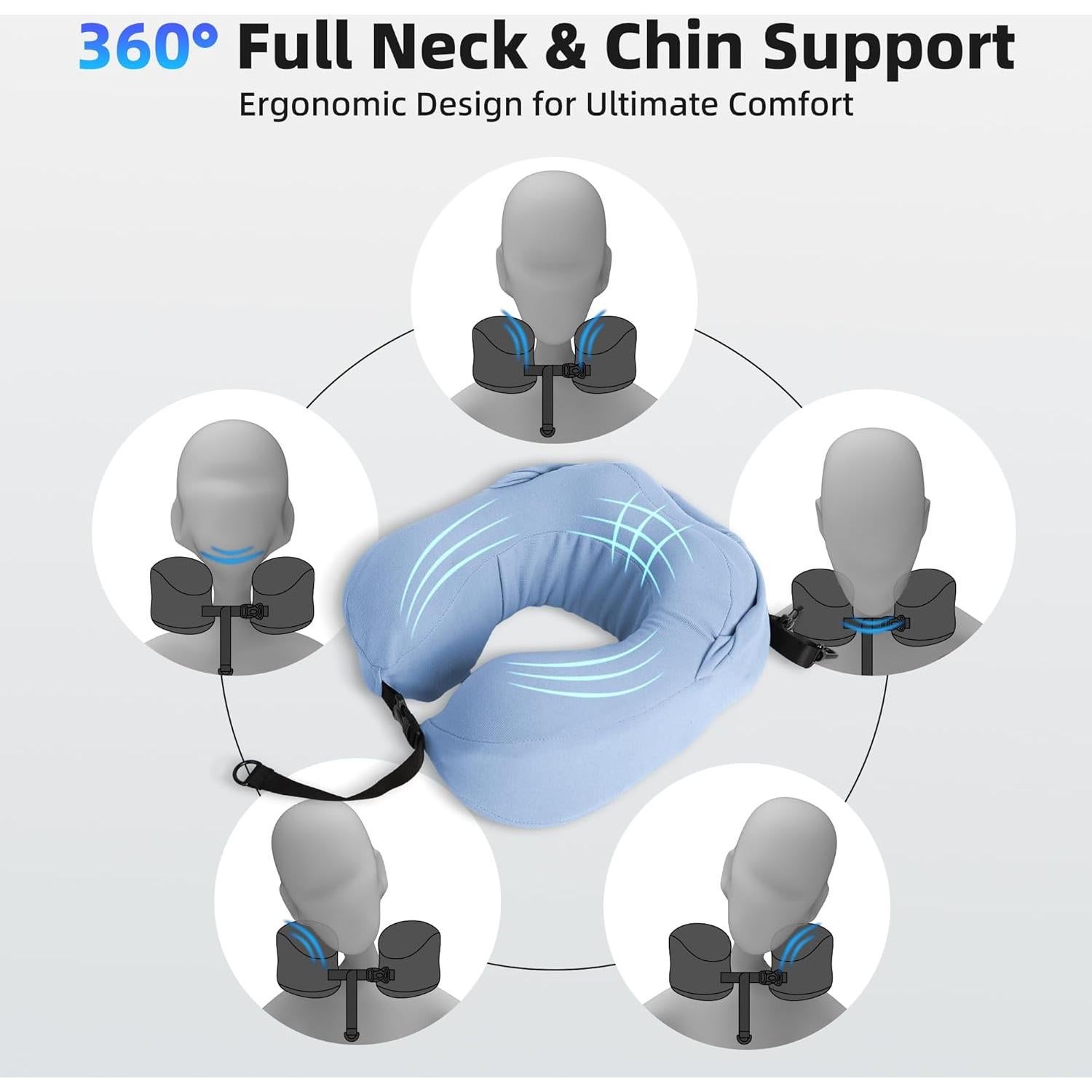 Almohada de Viaje con Capucha ALLINCOZY - Espuma de Memoria