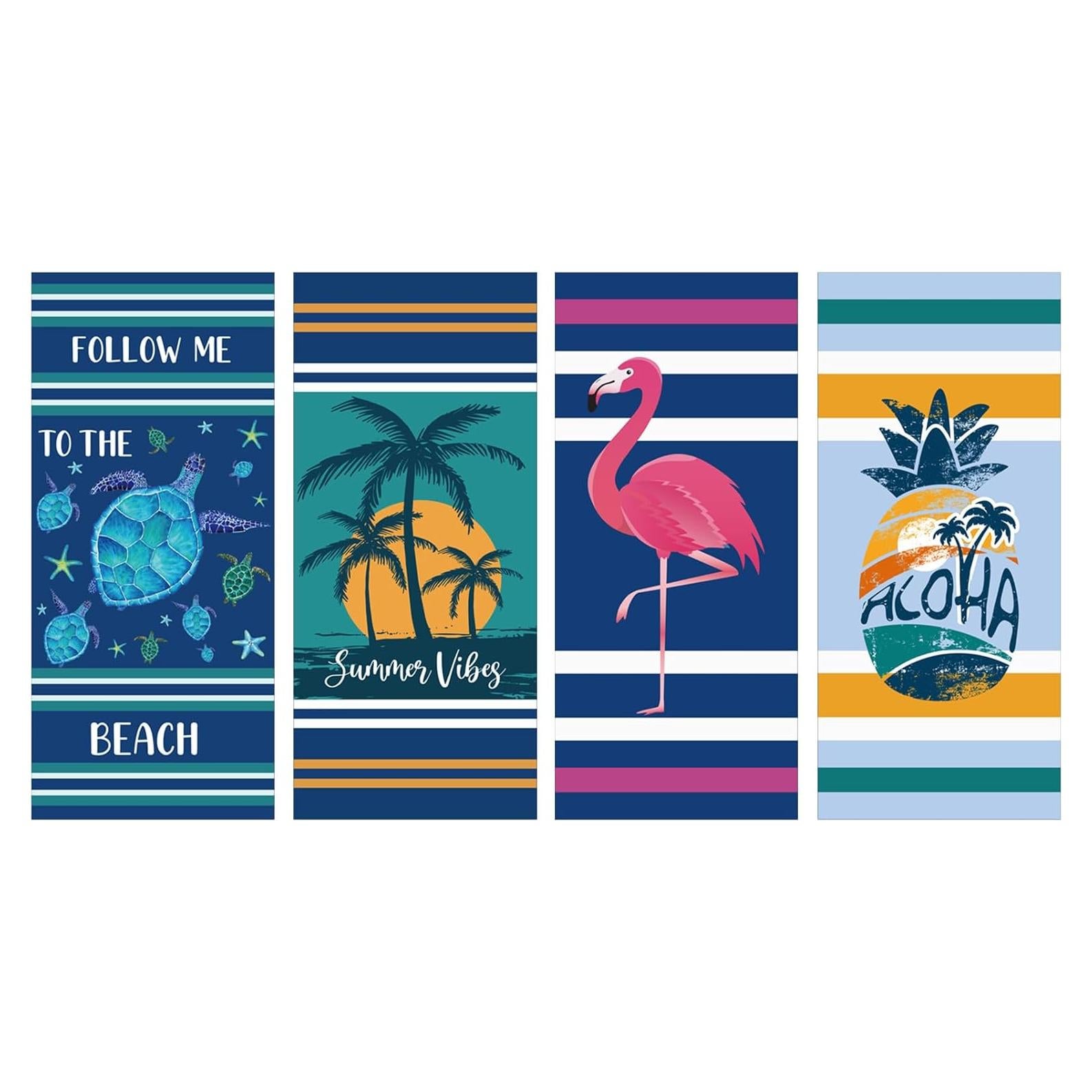 Paquete de 4 Toallas de Playa Microfibra Yioneshop 180x81 cm