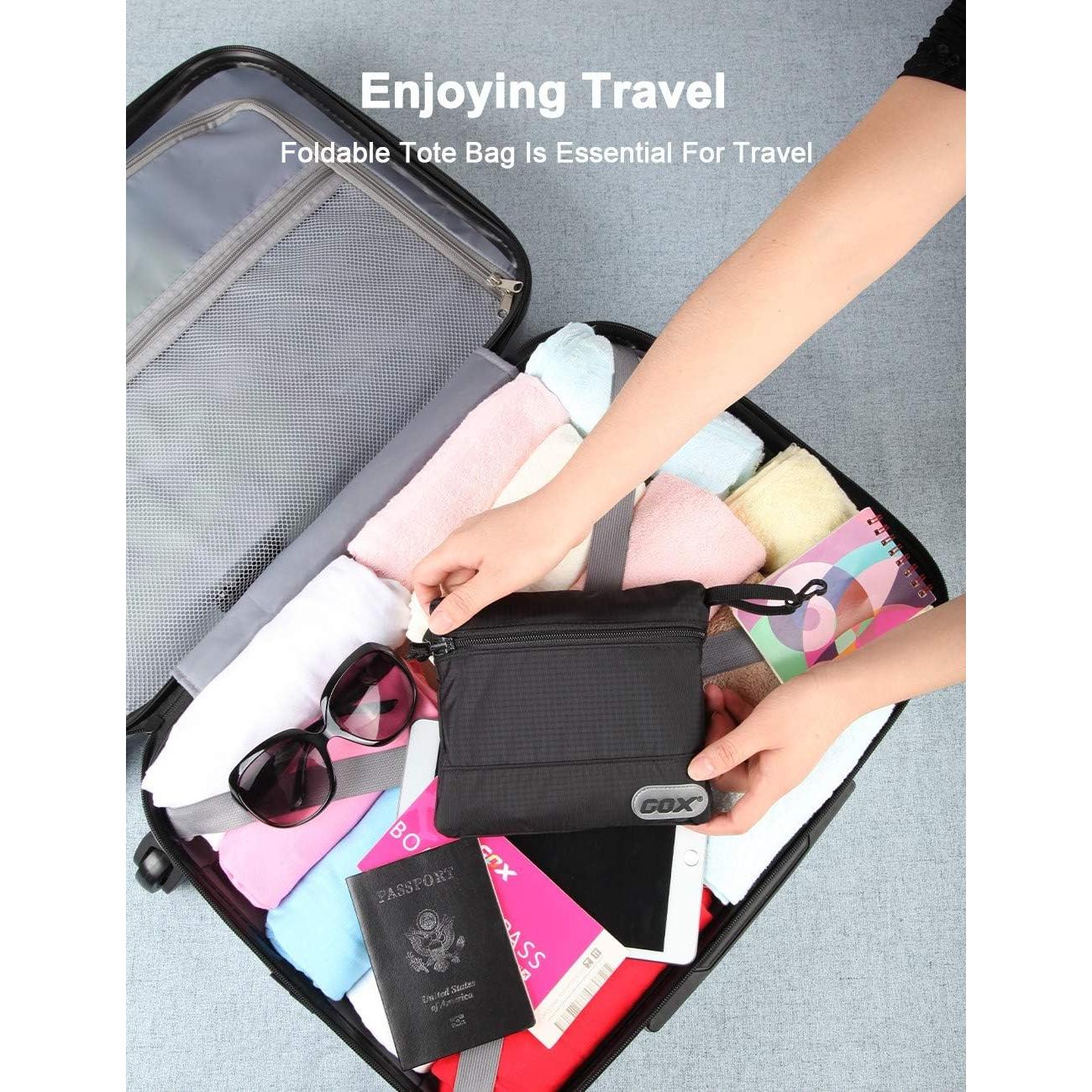 Bolsa de Viaje Plegable GOX 28L Negra - Tote Reutilizable