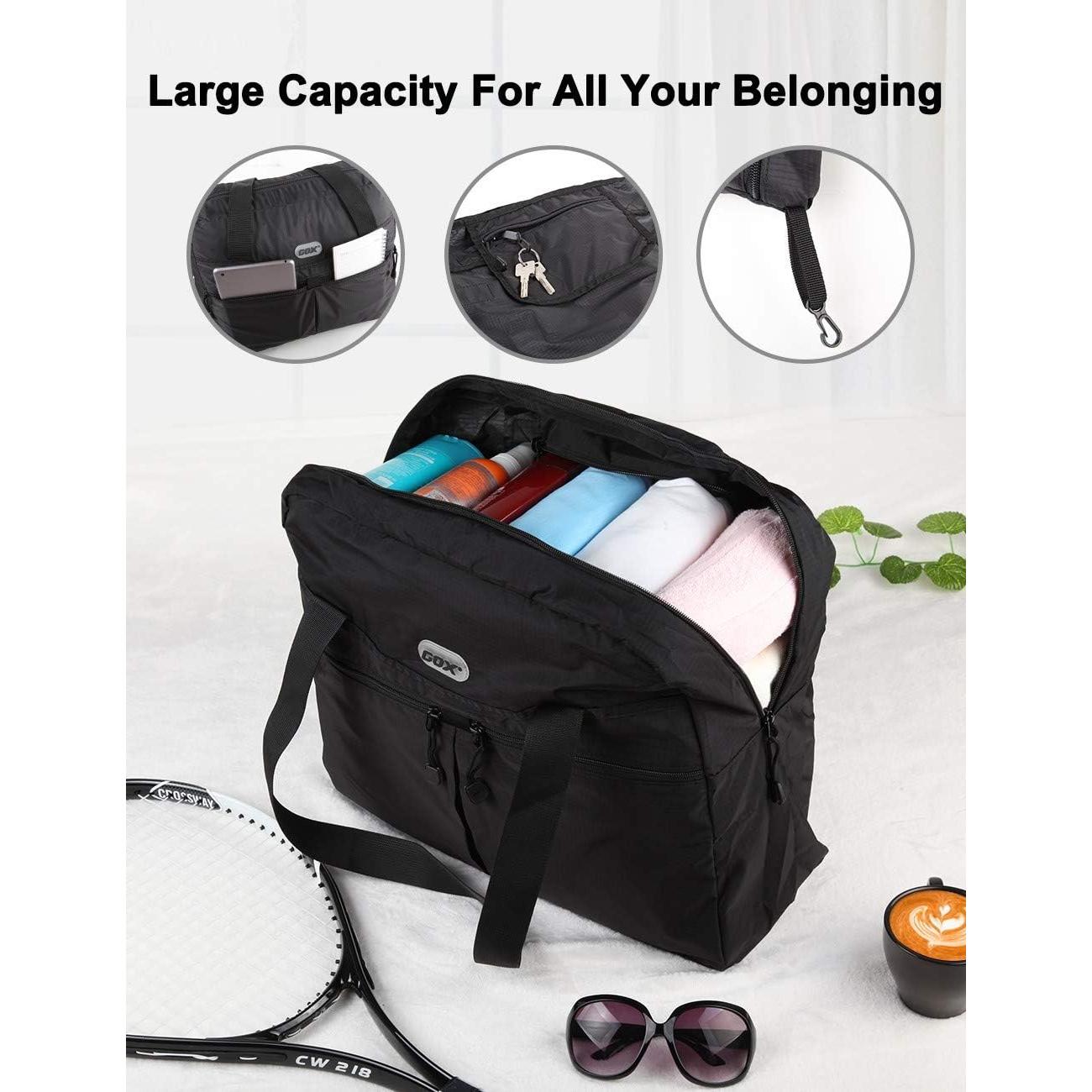 Bolsa de Viaje Plegable GOX 28L Negra - Tote Reutilizable