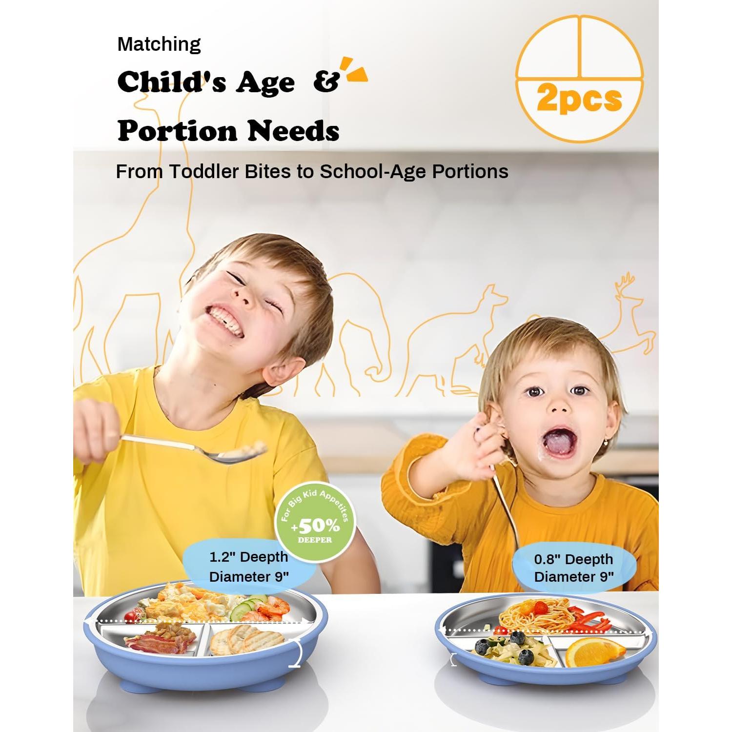 Platos Divididos de Acero Inoxidable Bakpoco 22.86 cm - 2 Piezas