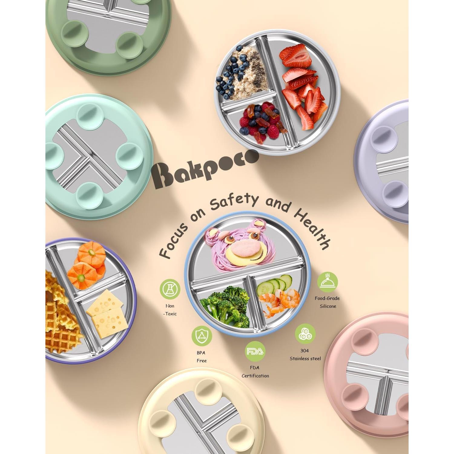 Platos Divididos de Acero Inoxidable Bakpoco 22.86 cm - 2 Piezas