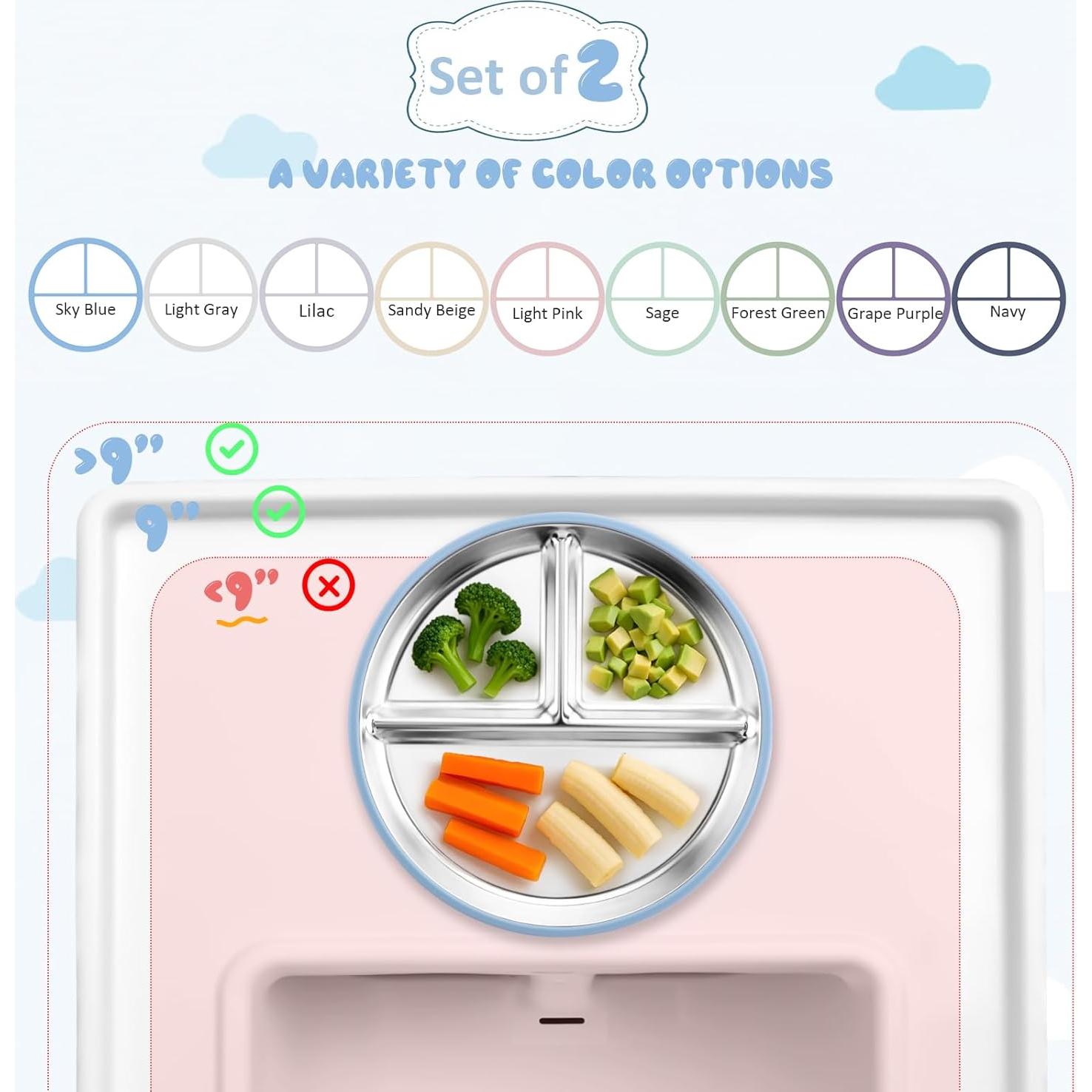 Platos Divididos de Acero Inoxidable Bakpoco 22.86 cm - 2 Piezas