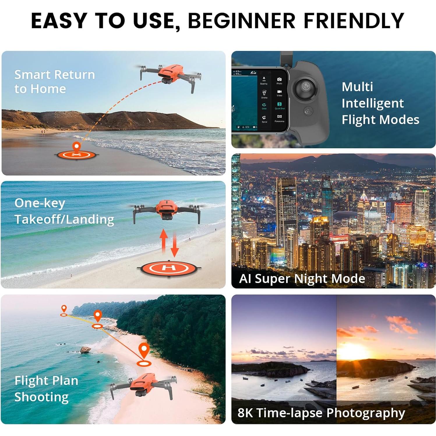 Dron FIMI Mini 3 con Cámara 4K, Gimbal 3 Ejes, 32min Vuelo
