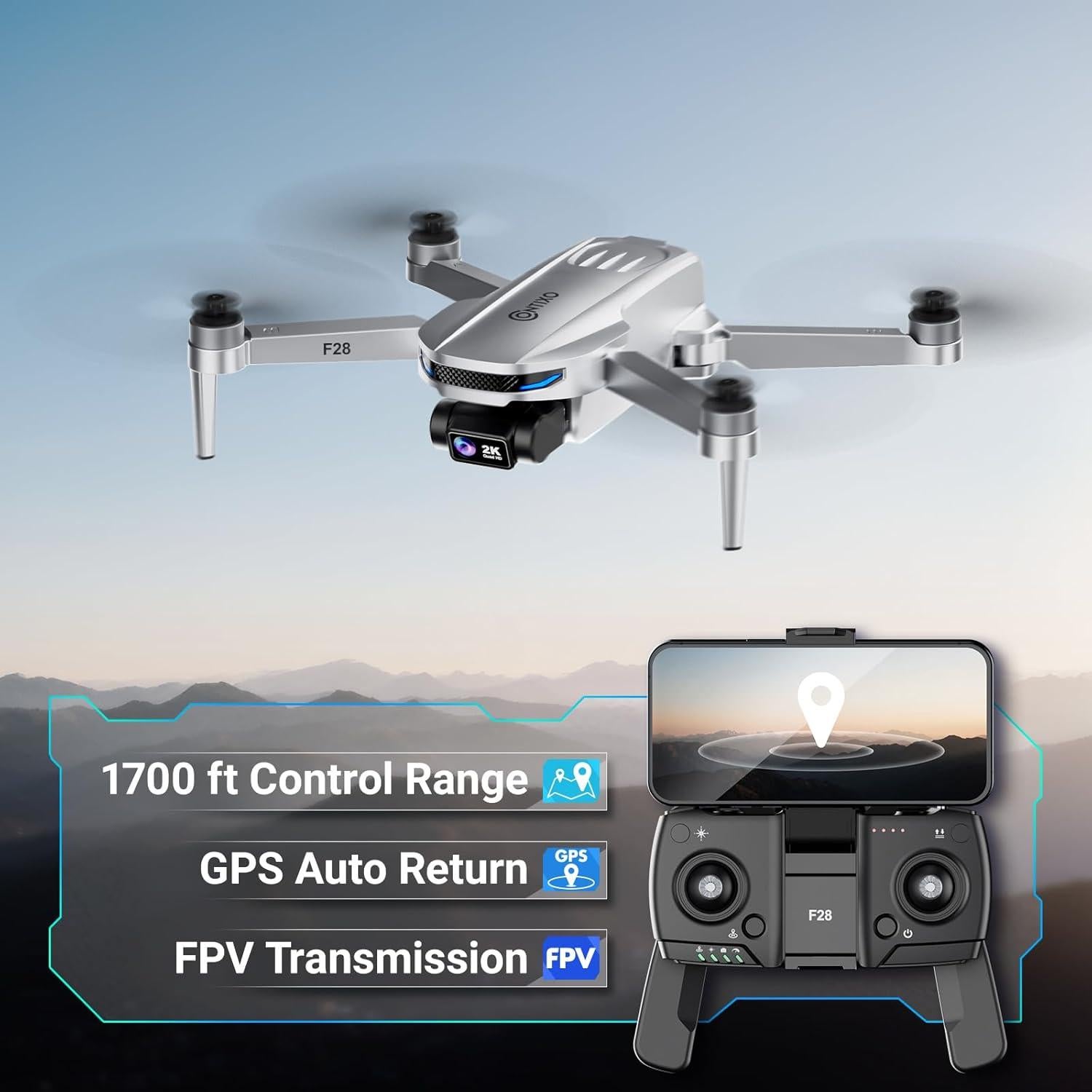 Dron GPS Plegable Contixo F28A con Cámara 2K y 26 Min de Vuelo