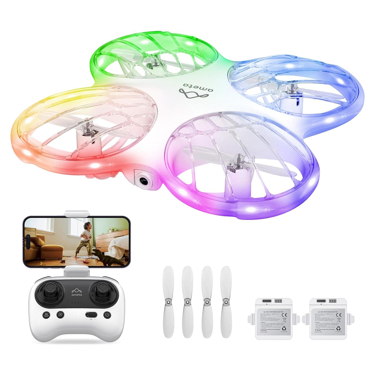 Drone Ameta DR-ATM10B con Cámara FPV HD 1080P y Luces LED