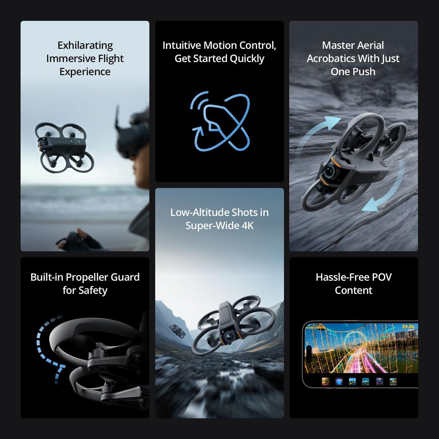 DJI Avata 2 FPV Drone with 3-Battery Fly More Combo CP.FP.00000151.02 4K Video + 128GB Memory, Landing Pad, CPS 2 Year Warranty + More