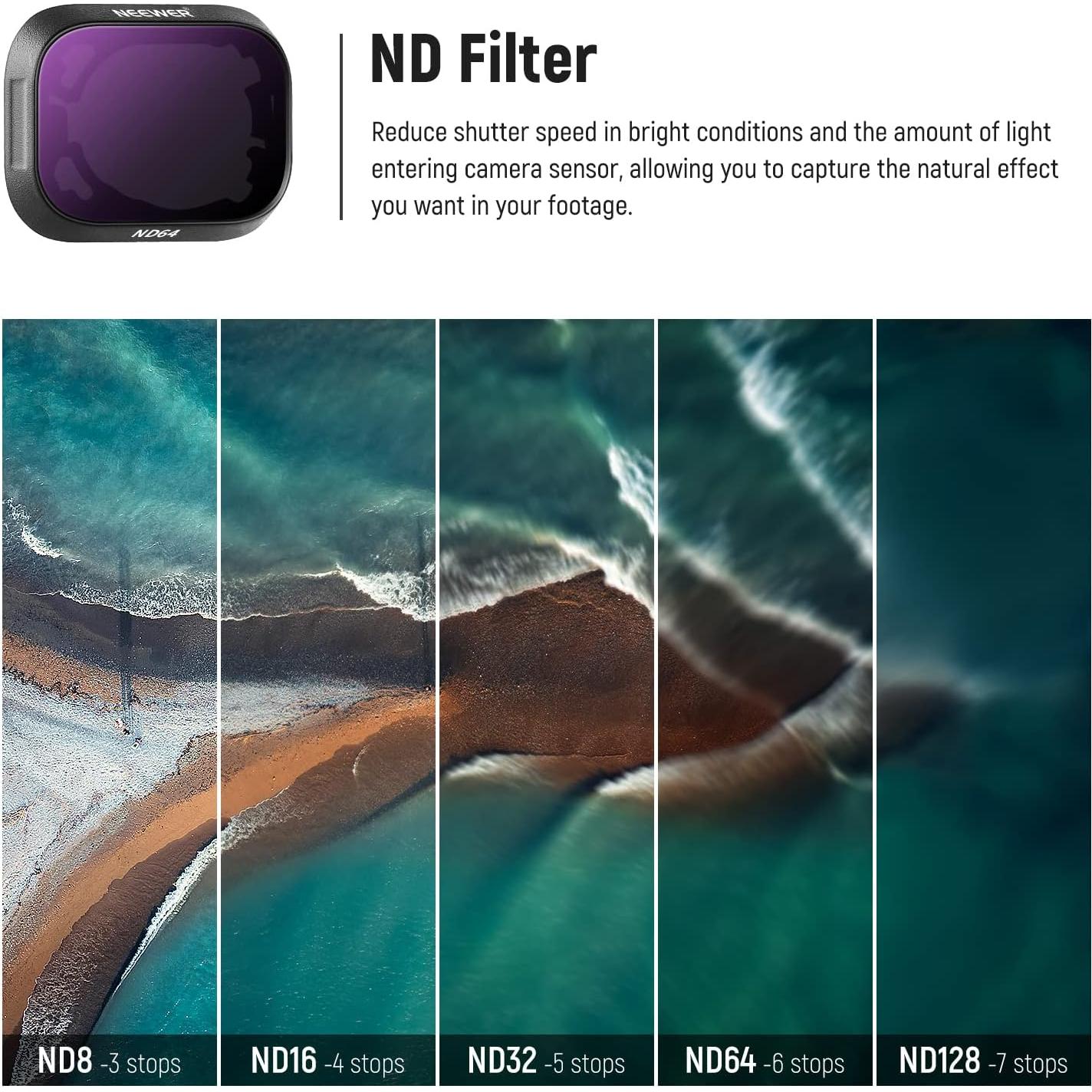 Juego de Filtros ND Neewer para DJI Mini 3 Pro - 6 Piezas CPL ND8 ND16 ND32 ND64 ND128