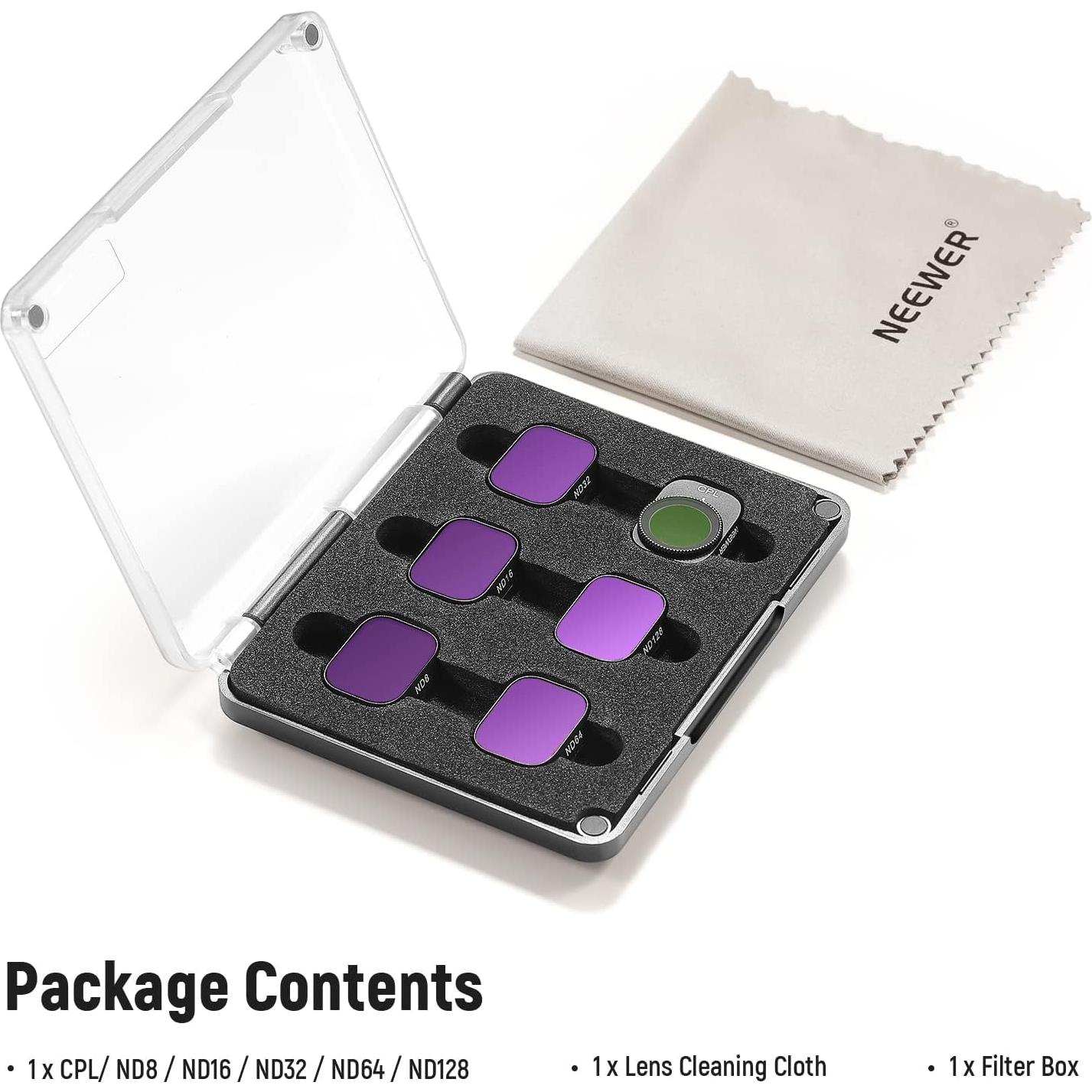 Juego de Filtros ND Neewer para DJI Mini 3 Pro - 6 Piezas CPL ND8 ND16 ND32 ND64 ND128
