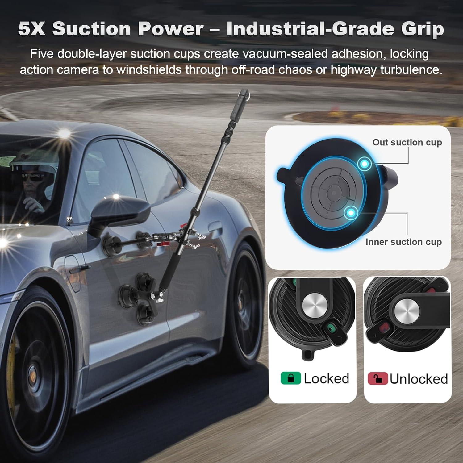 Kit de Montaje de Ventosa Mechrig para Insta360 X5/X4 - 5 Ventosas