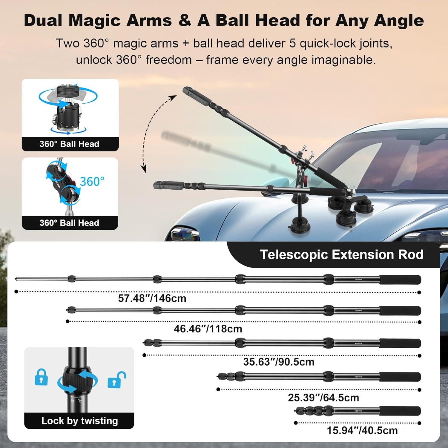 Kit de Montaje de Ventosa Mechrig para Insta360 X5/X4 - 5 Ventosas