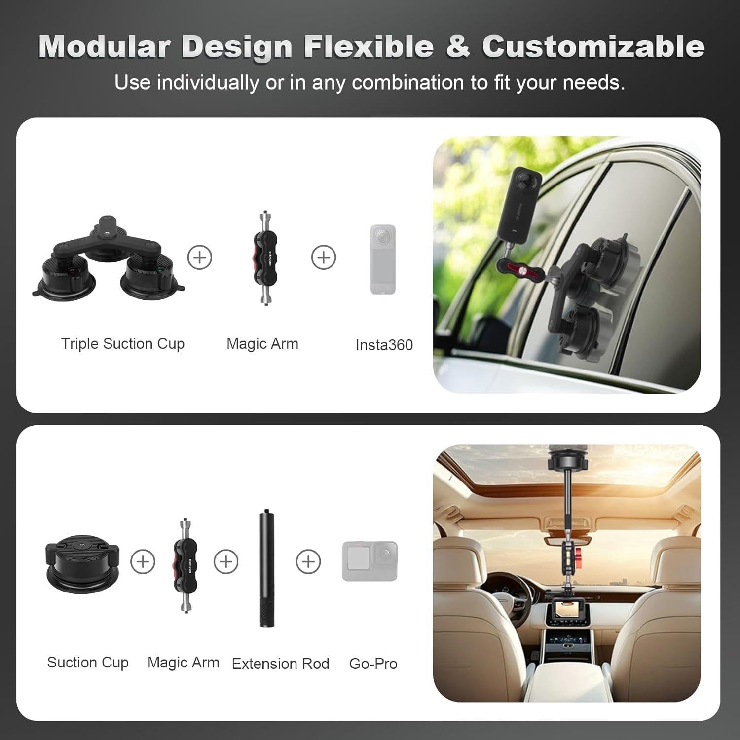 Kit de Montaje de Ventosa Mechrig para Insta360 X5/X4 - 5 Ventosas