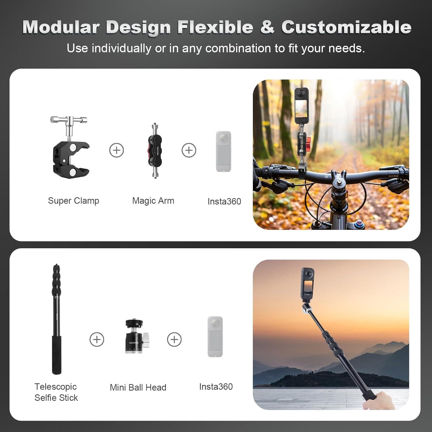 Kit de Montaje de Ventosa Mechrig para Insta360 X5/X4 - 5 Ventosas