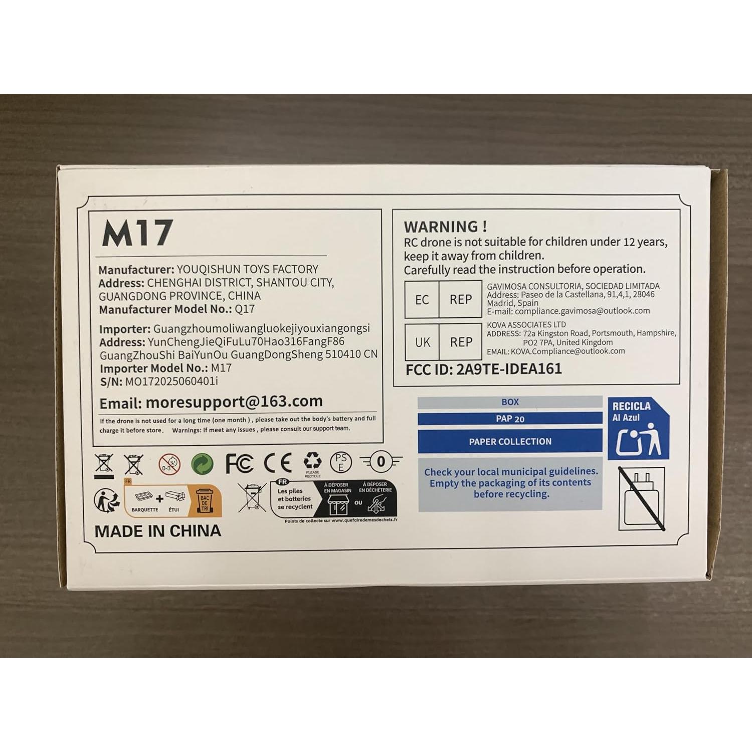 Dron Cuadricóptero Morlyrctooy M17 Mini RC Dual Tierra-Aire