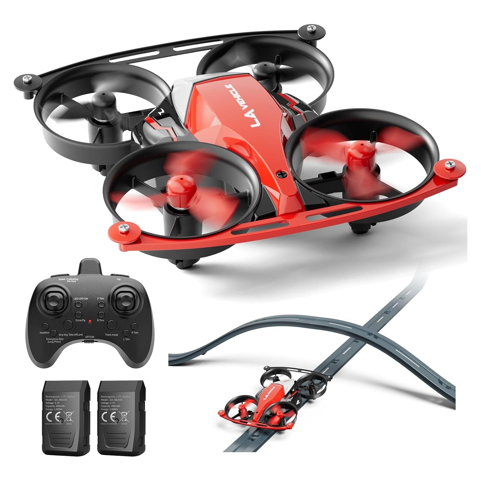 Drone Coche Volador SPINORBITOR H4827 Rojo 2 en 1 con Pista