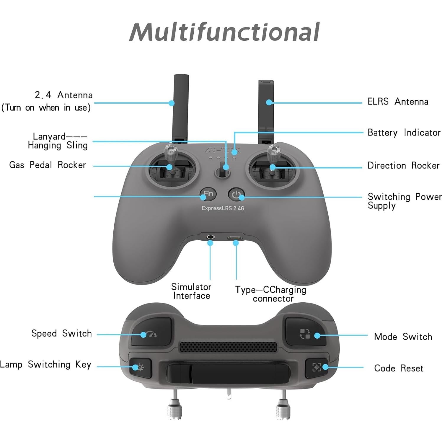 Transmisor de Radio APEX G-129 FPV 2.4G 500mW 2000mAh