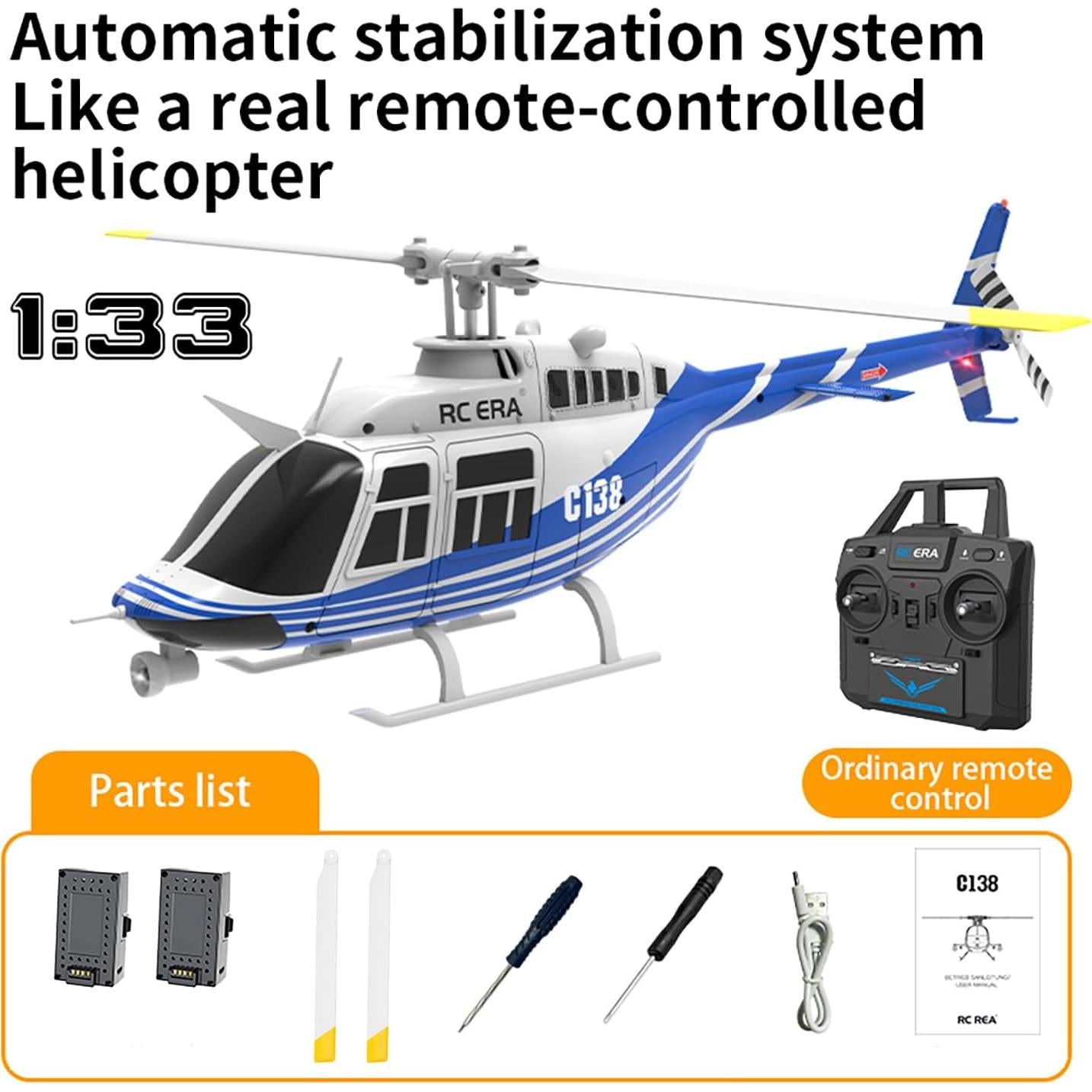 Helicóptero RC Ssccgym C138 6CH Giroscopio 720p Azul