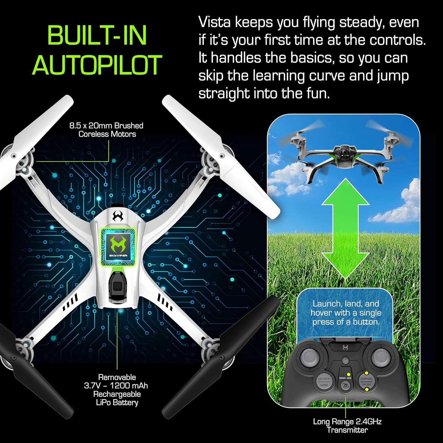 Dron Sky Viper Vista HD con cámara 720p y control remoto