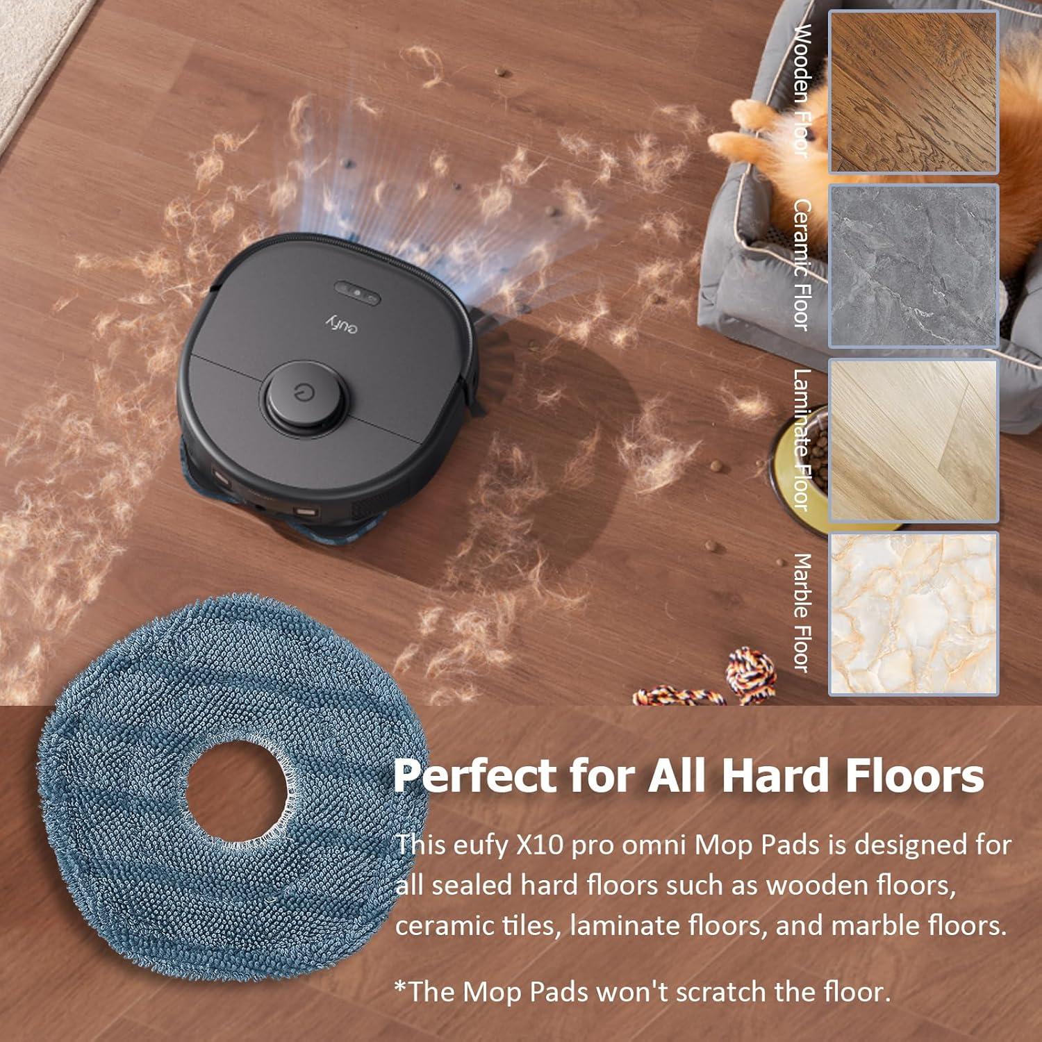 Paquete de 6 almohadillas de mopa Eufy X10 Pro Omni - Microfibra