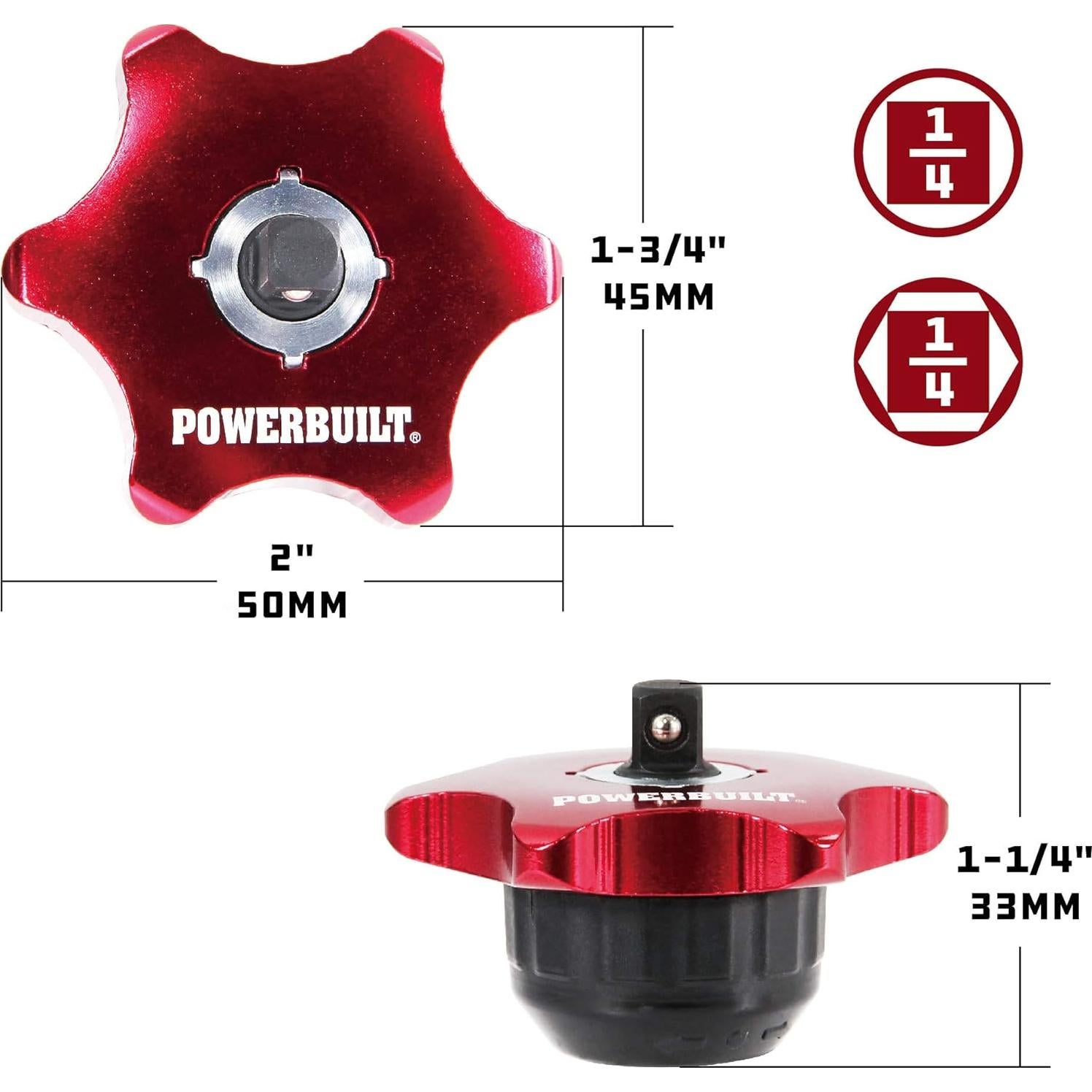 Llave de Pulgar Powerbuilt 1/4" 2 en 1 Rojo 941248