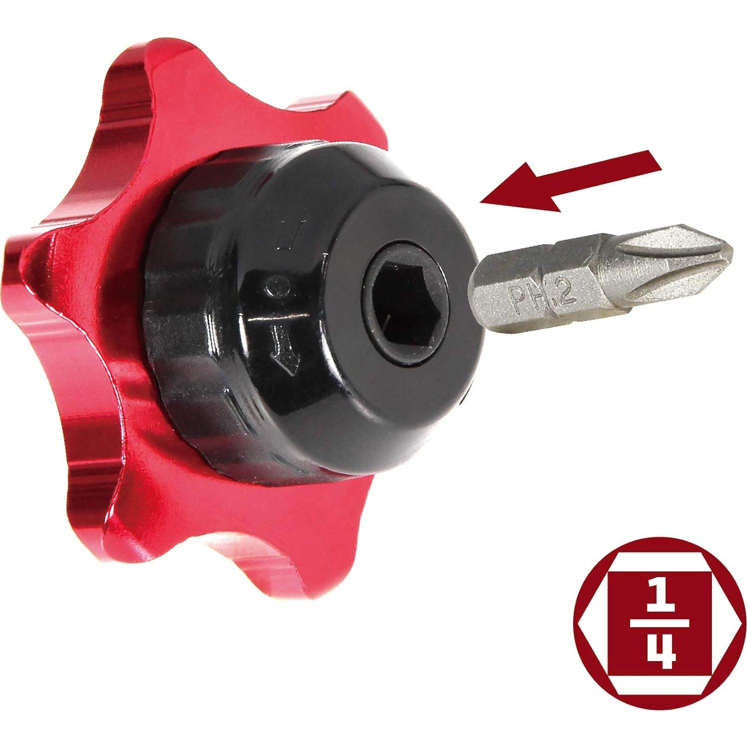 Llave de Pulgar Powerbuilt 1/4" 2 en 1 Rojo 941248