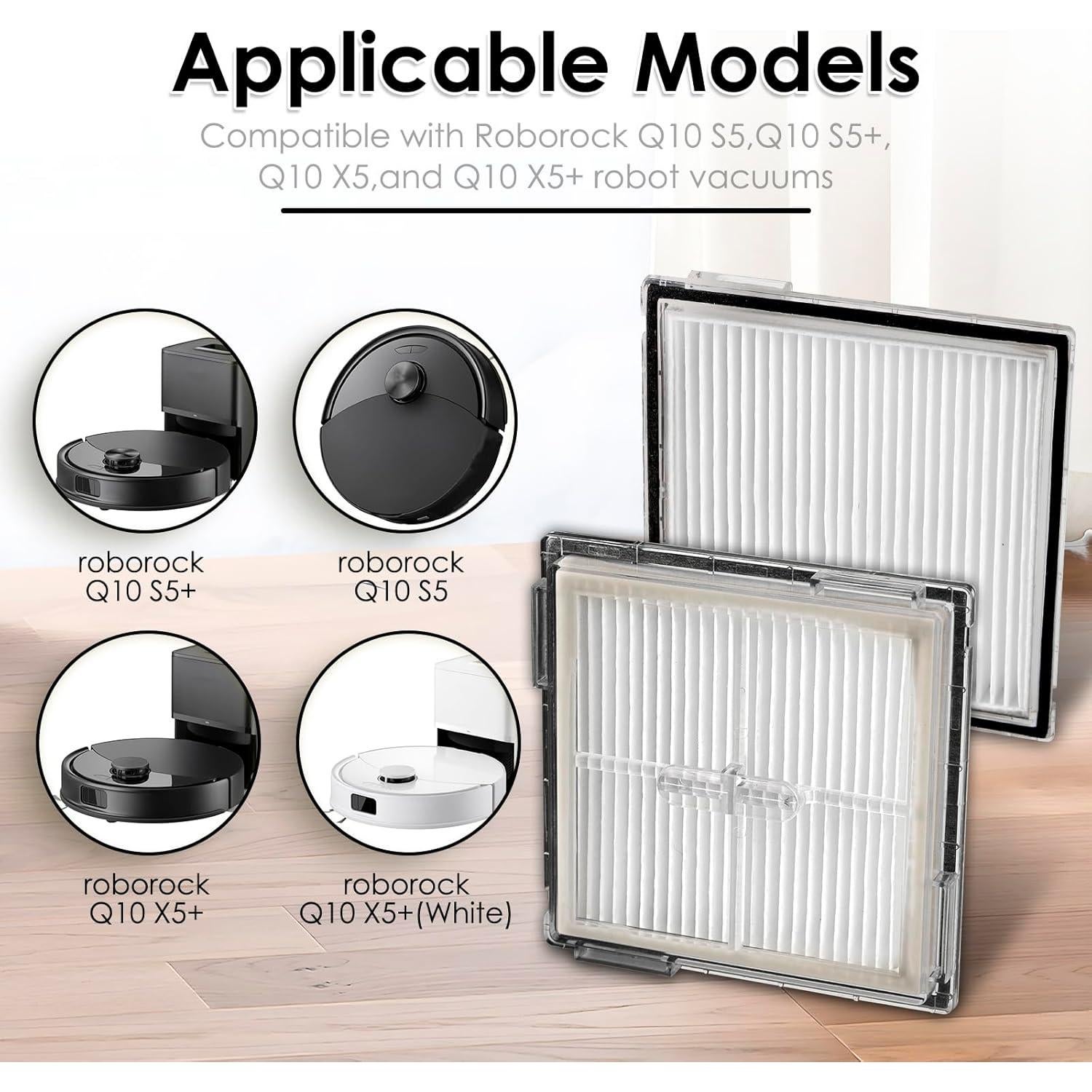 Filtros HEPA de Reemplazo CHAIN PEAK para Roborock Q10 S5 (3 Piezas)