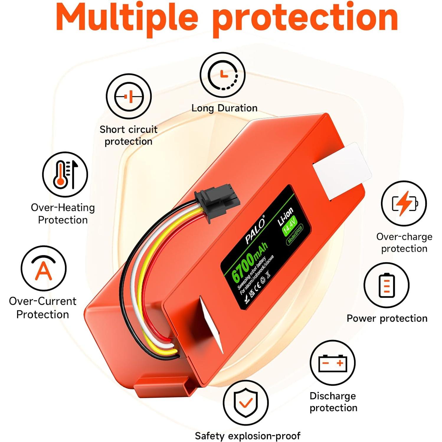 Batería de Reemplazo Li-ion 6700mAh para Roborock S4 S5 S6 S7