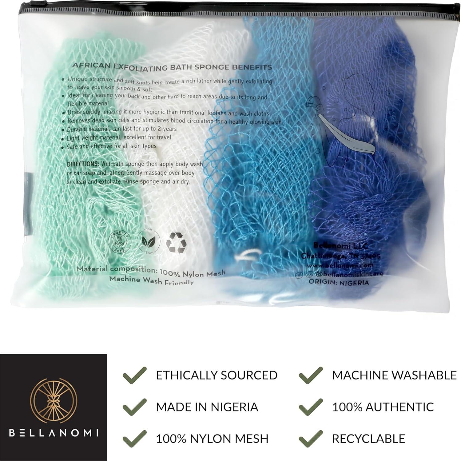 Esponjas de Exfoliación Africana Bellanomi - 4 Piezas 114 cm