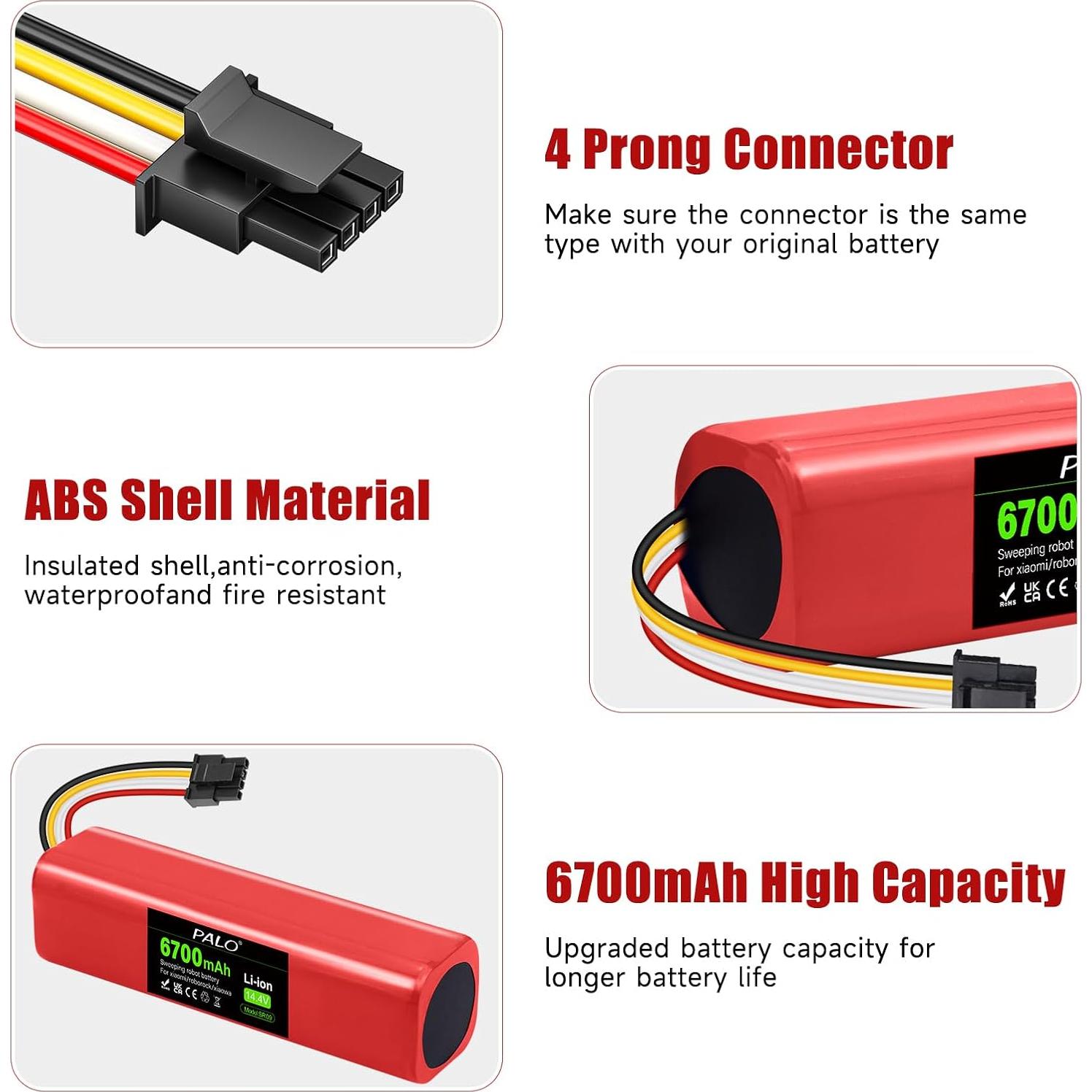 Batería de Reemplazo 6700mAh para Roborock S4 S6 S7 S8