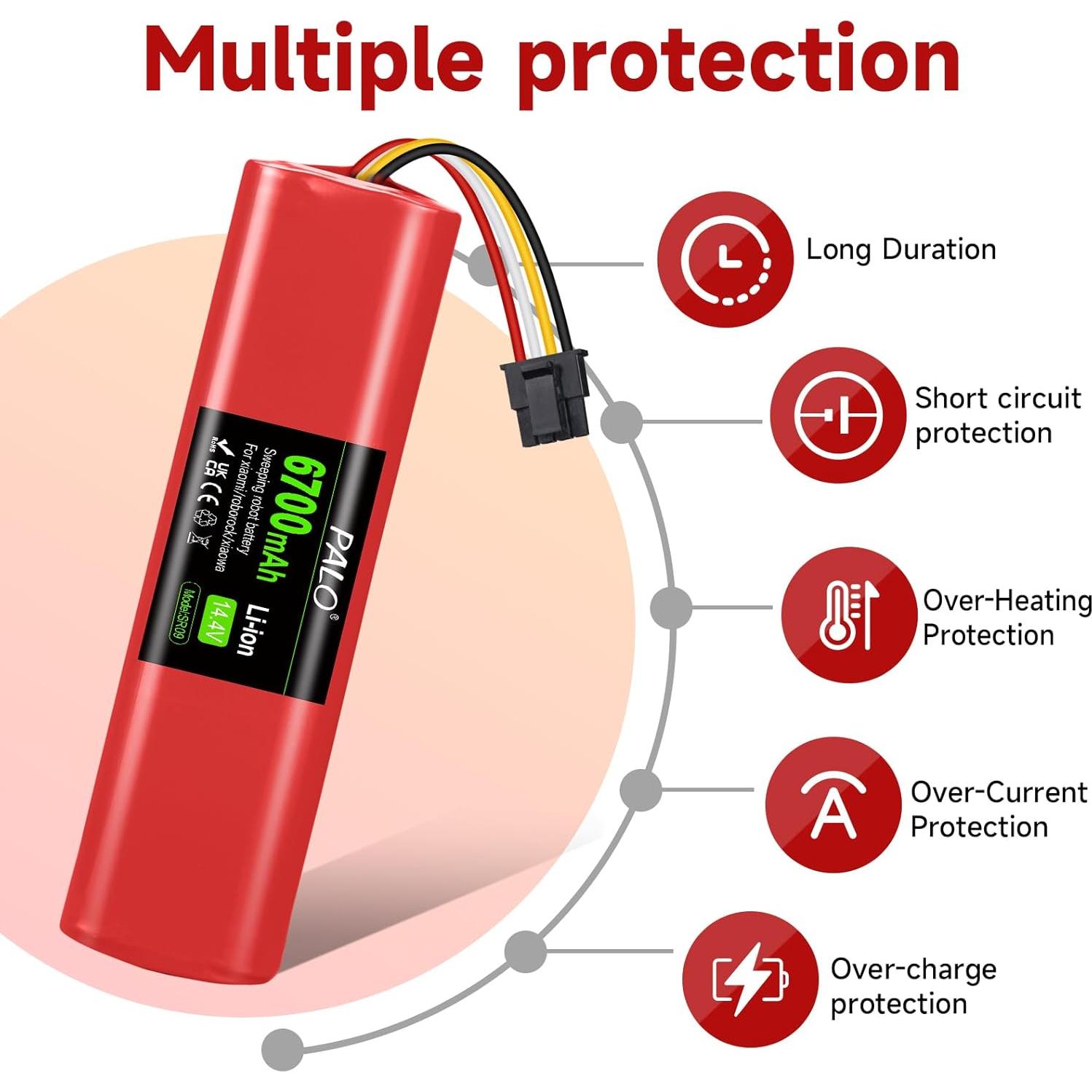 Batería de Reemplazo 6700mAh para Roborock S4 S6 S7 S8