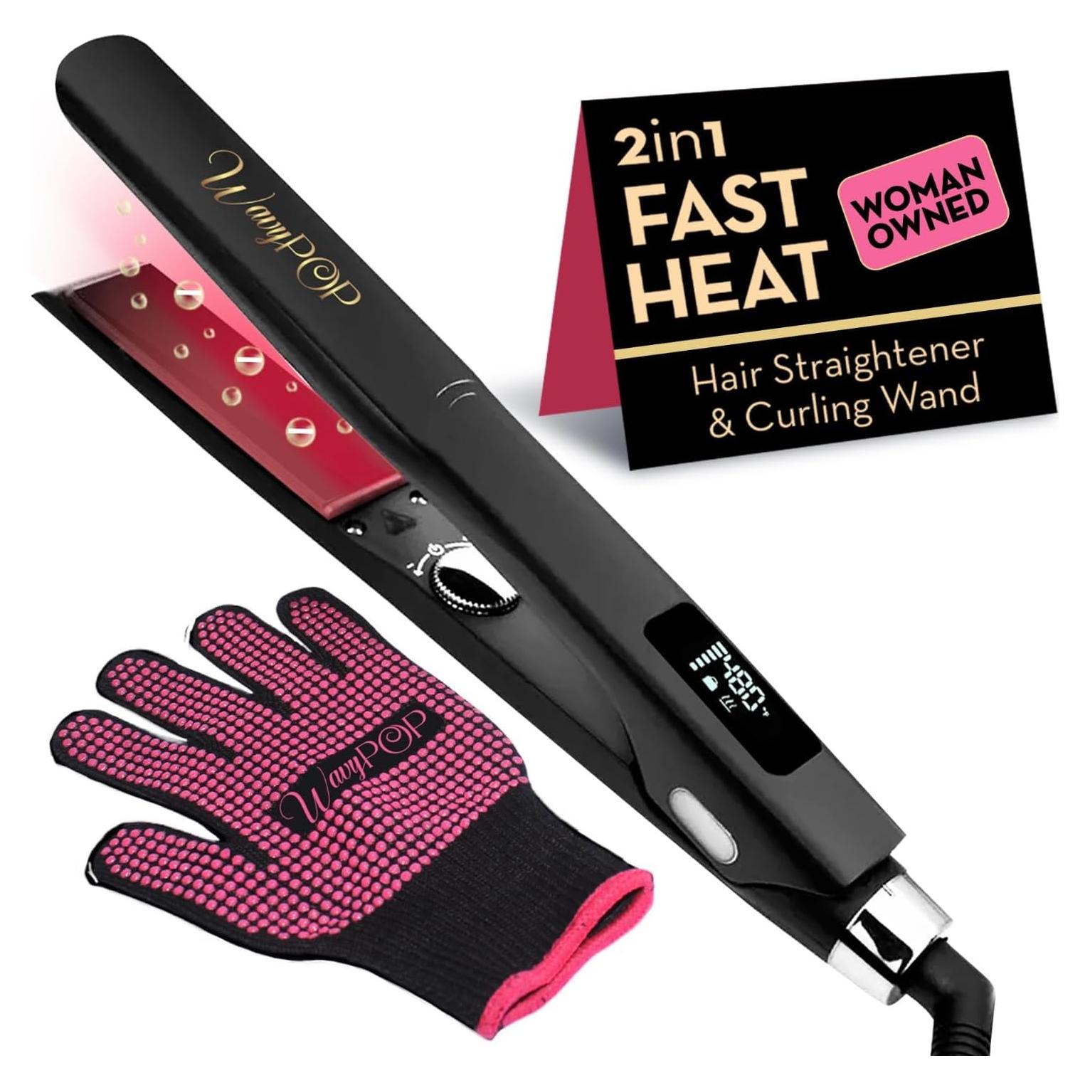 Plancha de Pelo Profesional Wavypop 2 en 1 Titanio 3.18 cm