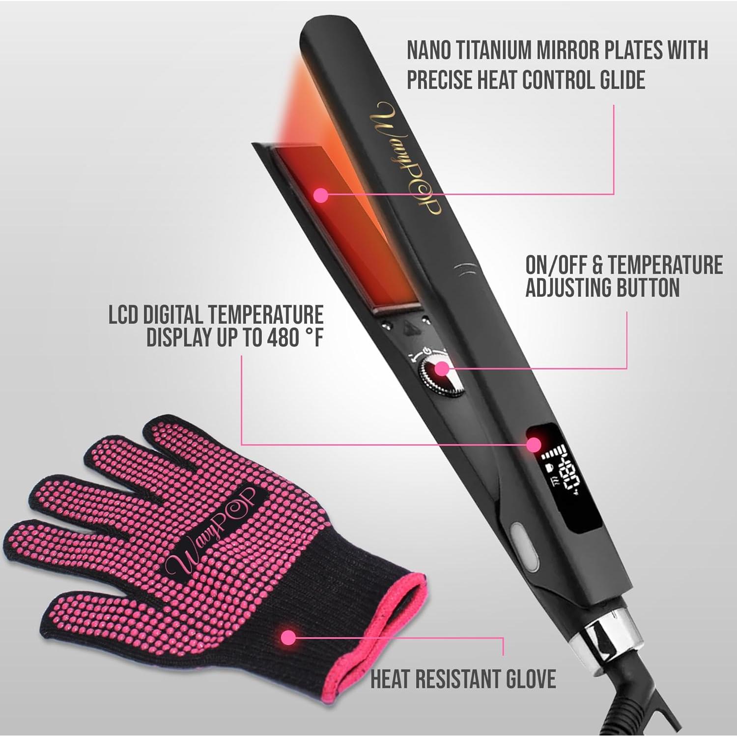 Plancha de Pelo Profesional Wavypop 2 en 1 Titanio 3.18 cm