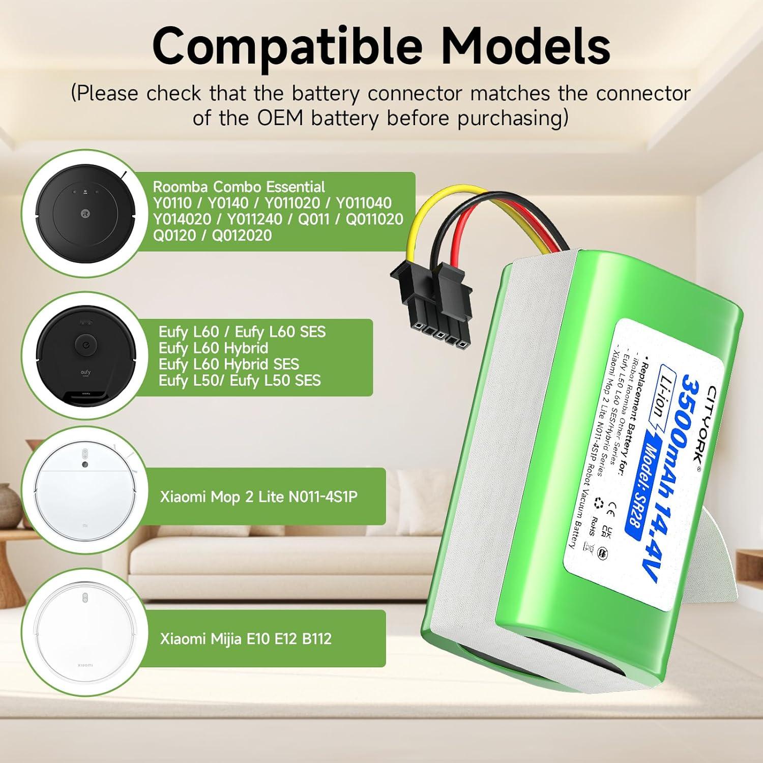 Batería de Reemplazo 3500mAh 14.4V para Eufy e iRobot