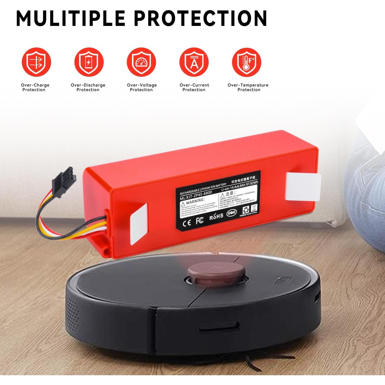 Batería de Reemplazo Li-ion 14.4V 6800mAh para Xiaomi Roborock