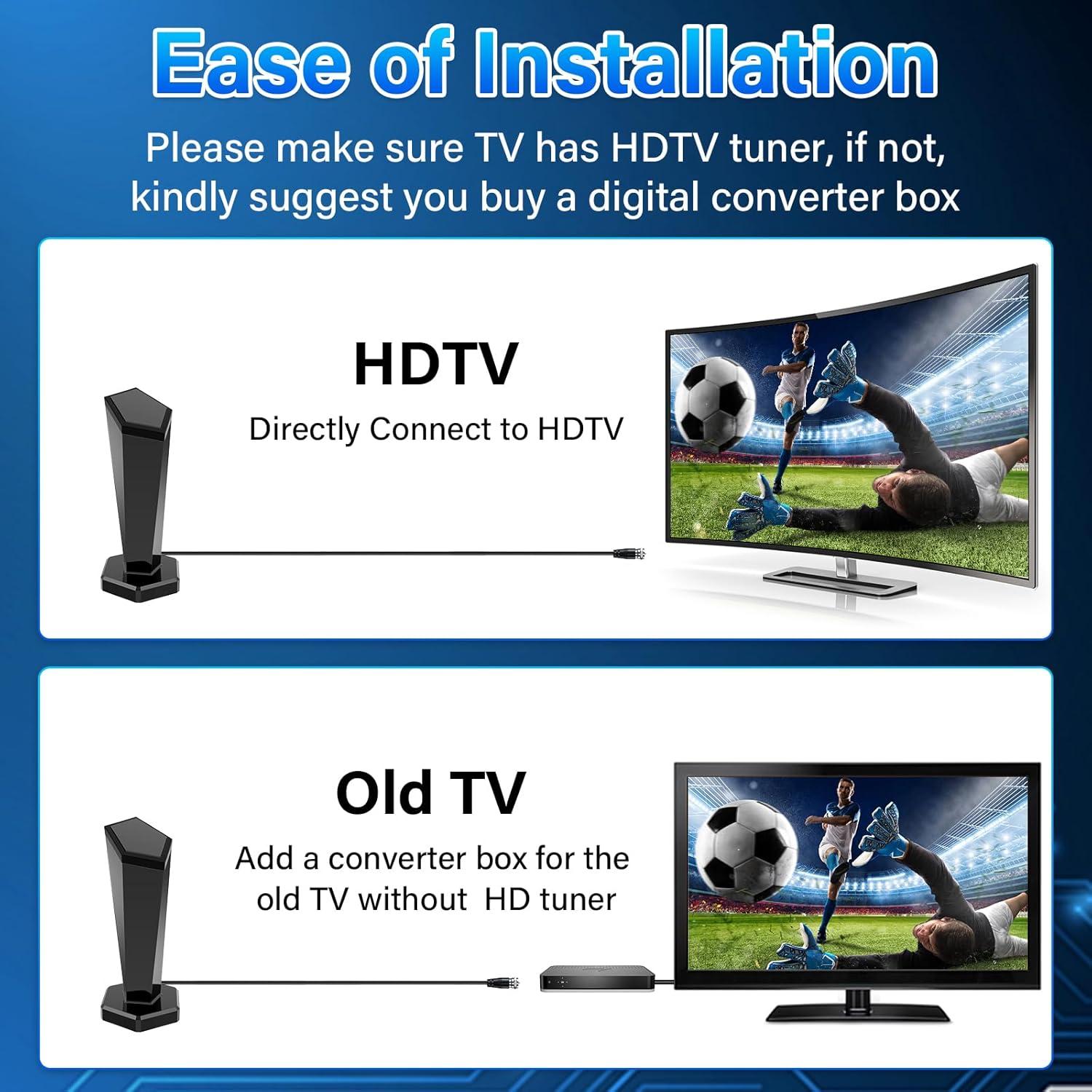 Antena de TV Digital QGClearSO Interior 450+ Millas 8K 4K