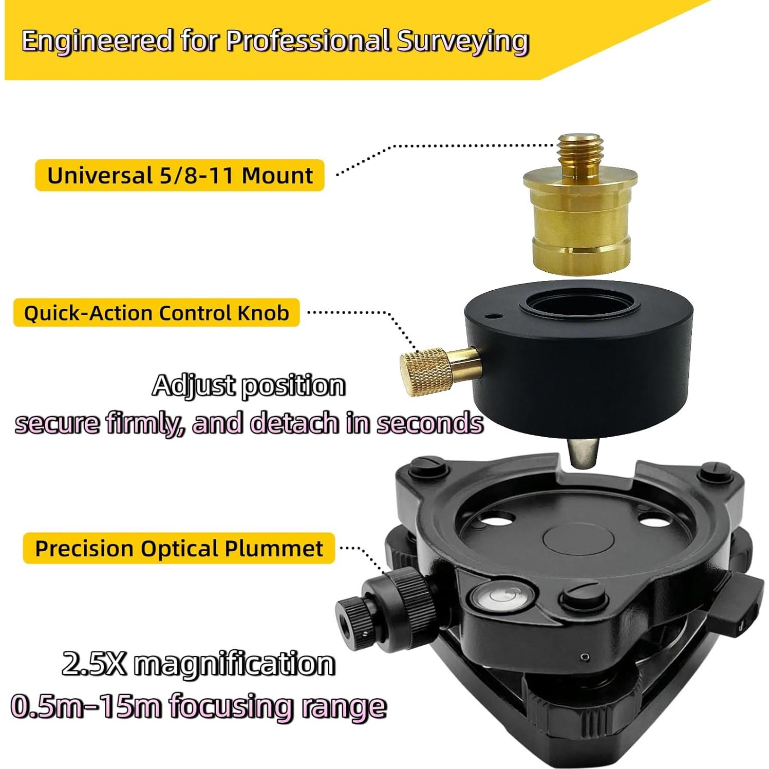 Kit Adaptador Tribrach Plomada Óptica 360° 5/8-11 TDX