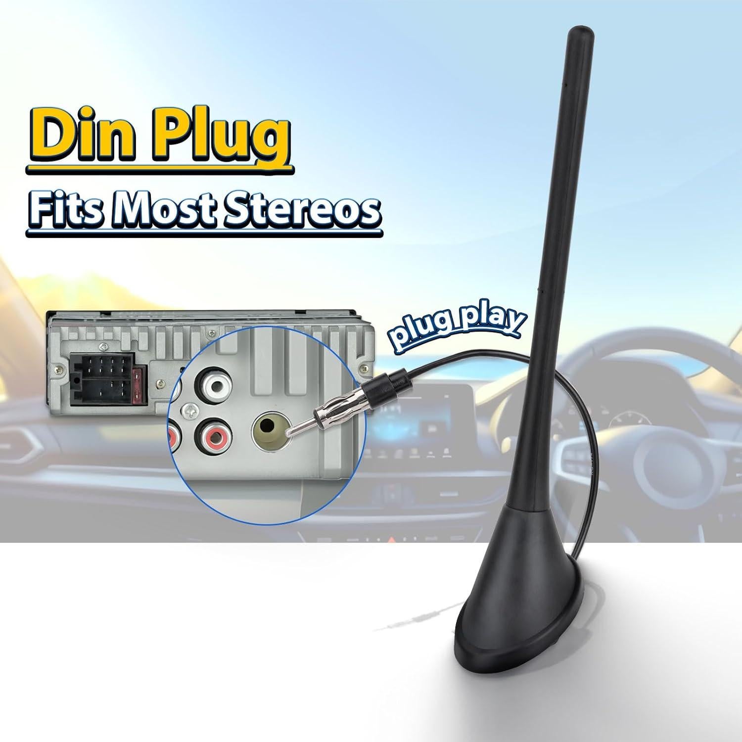 Antena Ajustable FM AM Eightwood para Radio de Coche