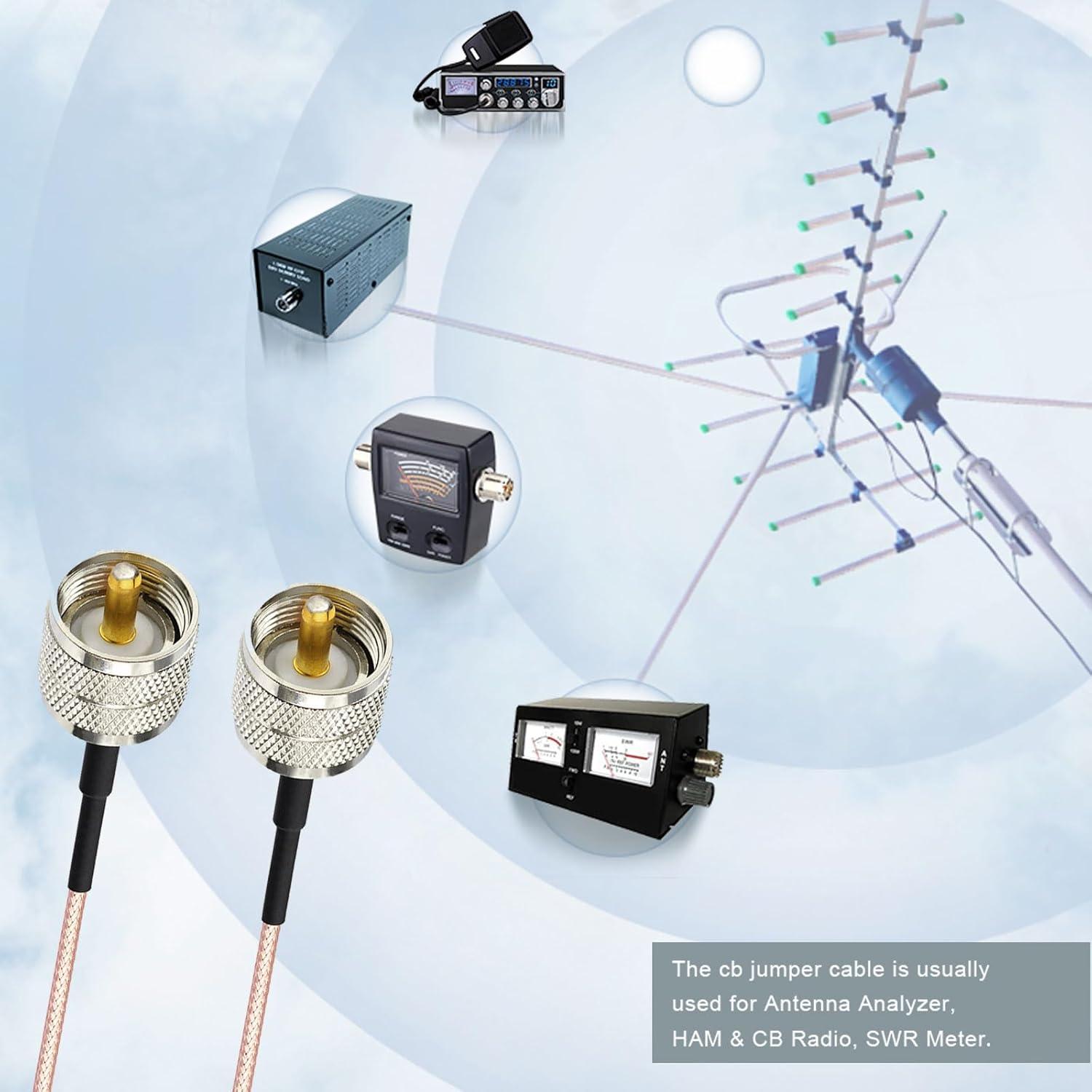 Cable Coaxial PL259 a PL259 Wlaniot 15.24cm RG316 Paquete de 2