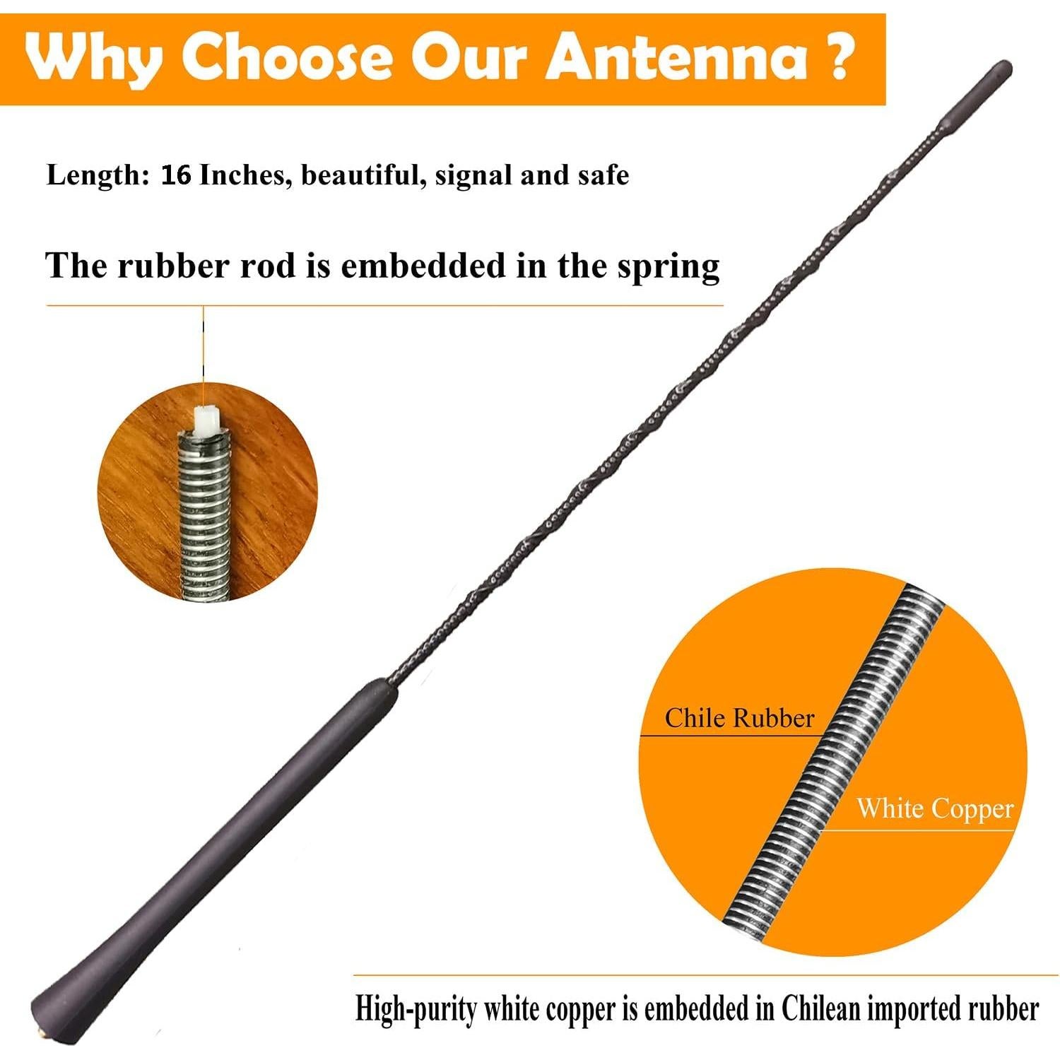 Antena de 40.64 cm para Pontiac Vibe 2003-2010 - Caucho Flexible