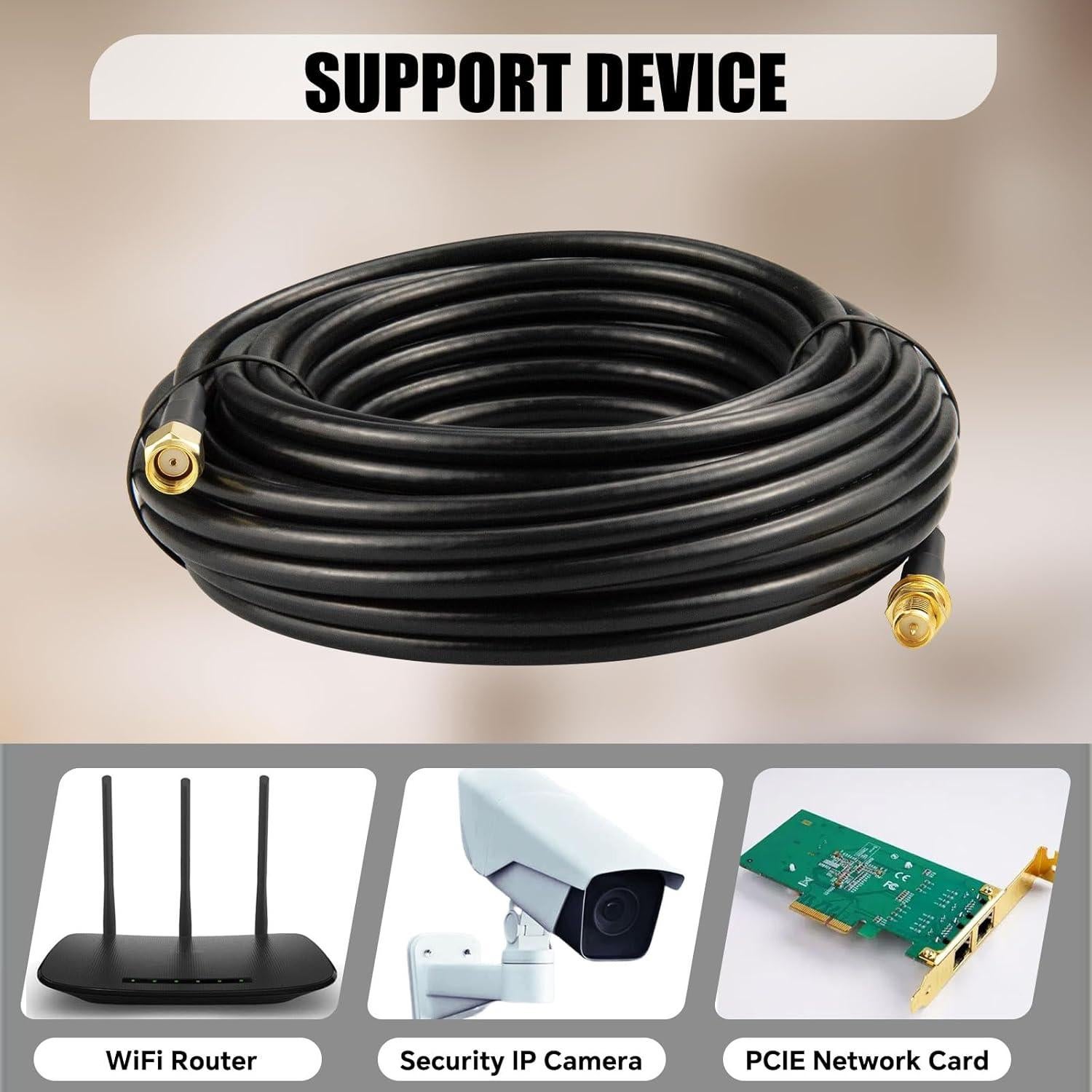 Cable de Extensión 10m RP-SMA F a RP-SMA M Boobrie BMR200