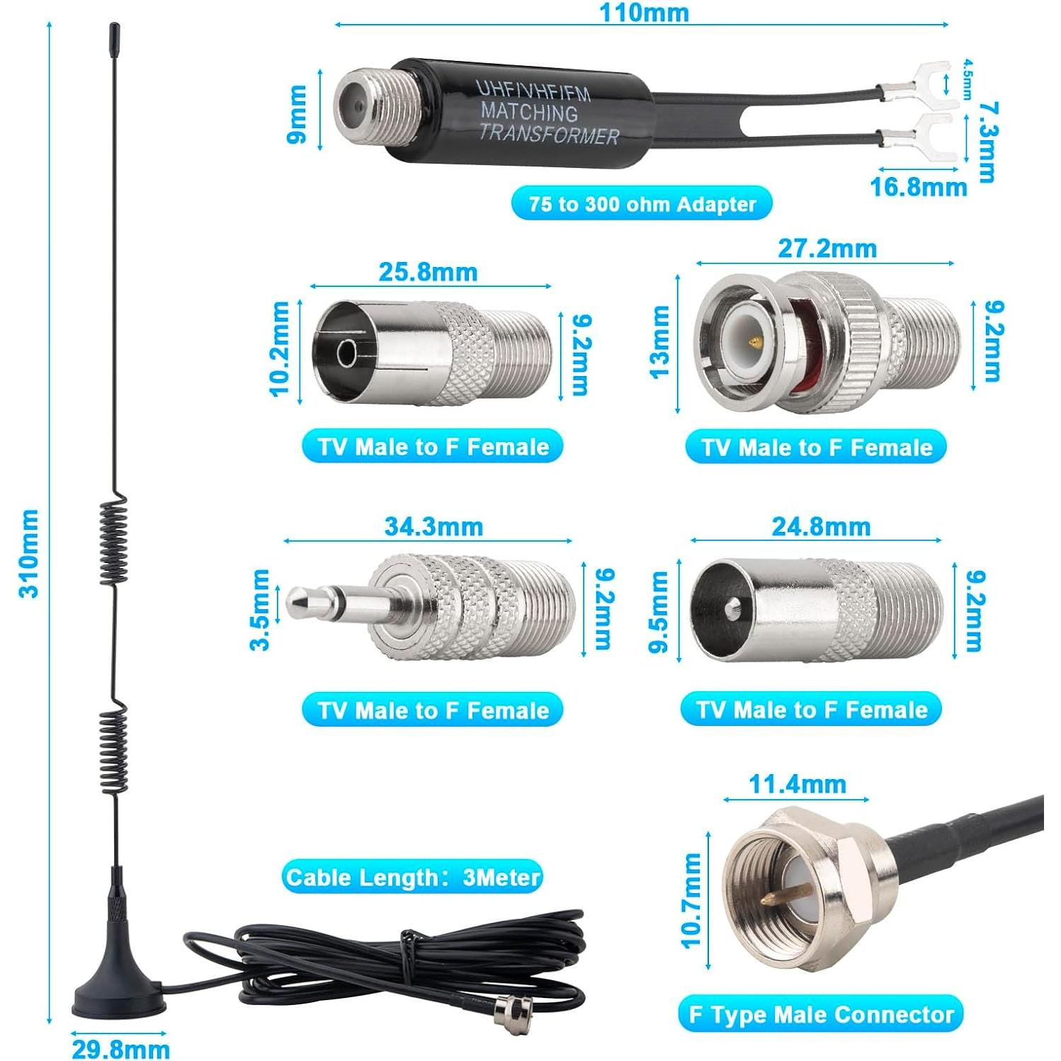Base Magnética Antena FM X~wind con Adaptadores y Cable 3m