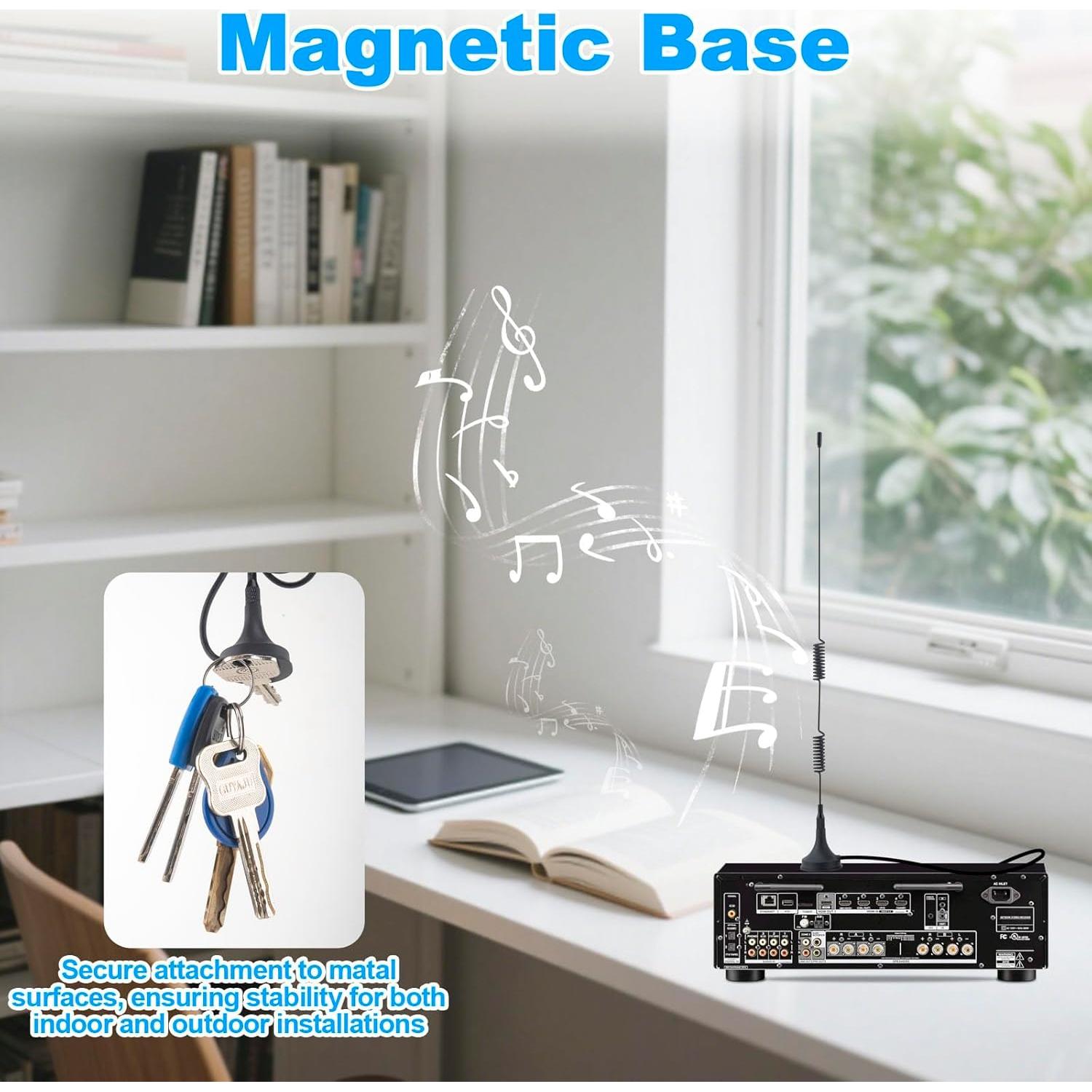 Base Magnética Antena FM X~wind con Adaptadores y Cable 3m
