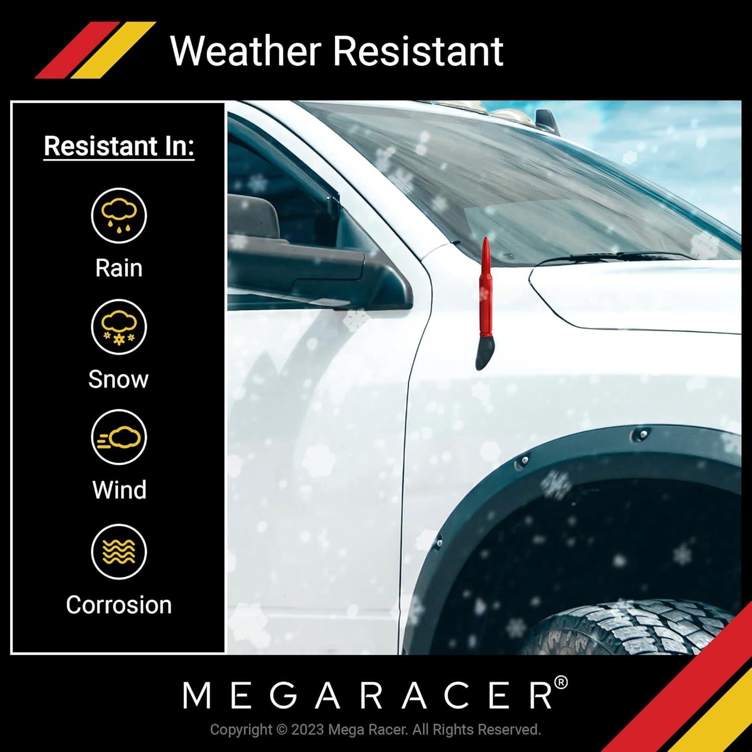 Antena Automotriz Mega Racer 5.5" Roja Aluminio 6061