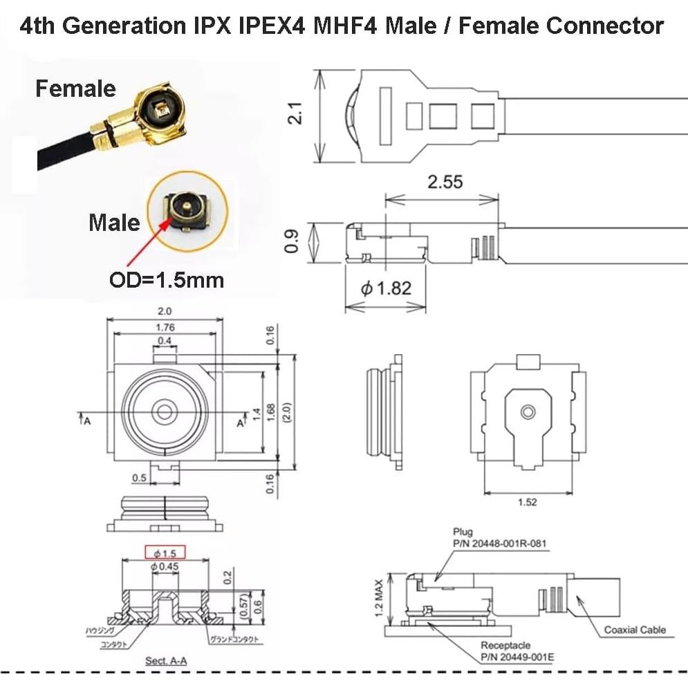 Conectores IPEX4 20 Piezas YCYUYUFUNS 50 Ohmios Oro