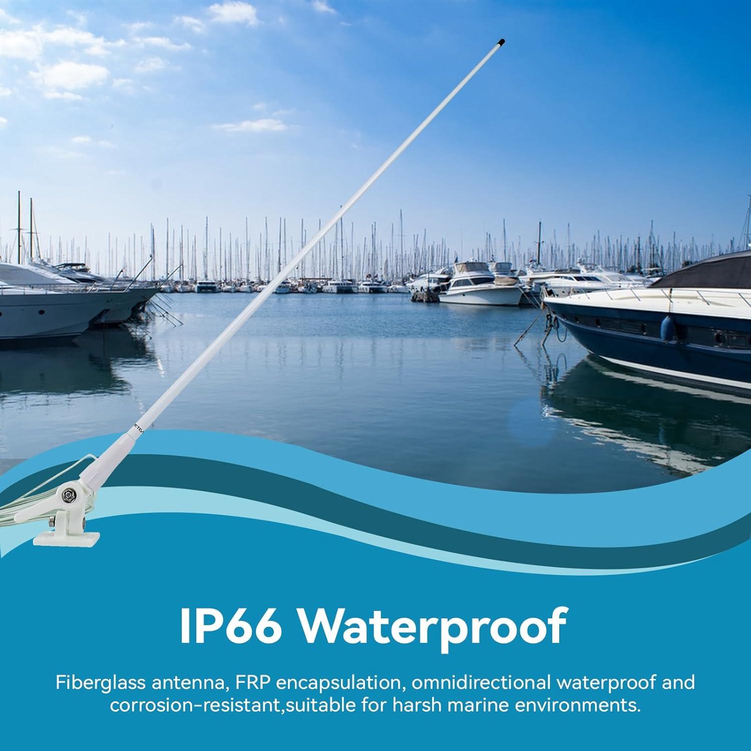 Antena Marina VHF Retevis MA06 3.5dBi 1.1m con Cable 7m