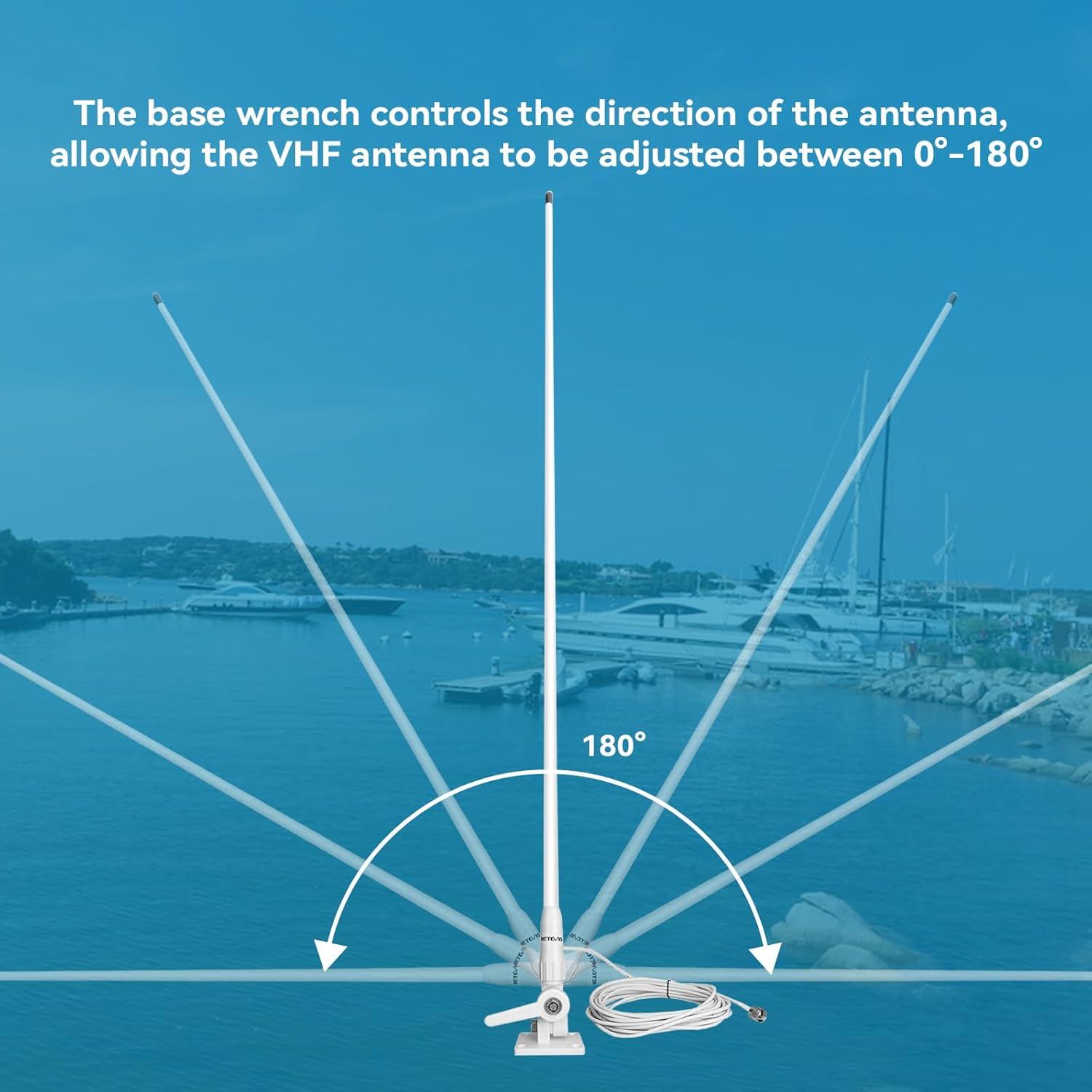 Antena Marina VHF Retevis MA06 3.5dBi 1.1m con Cable 7m